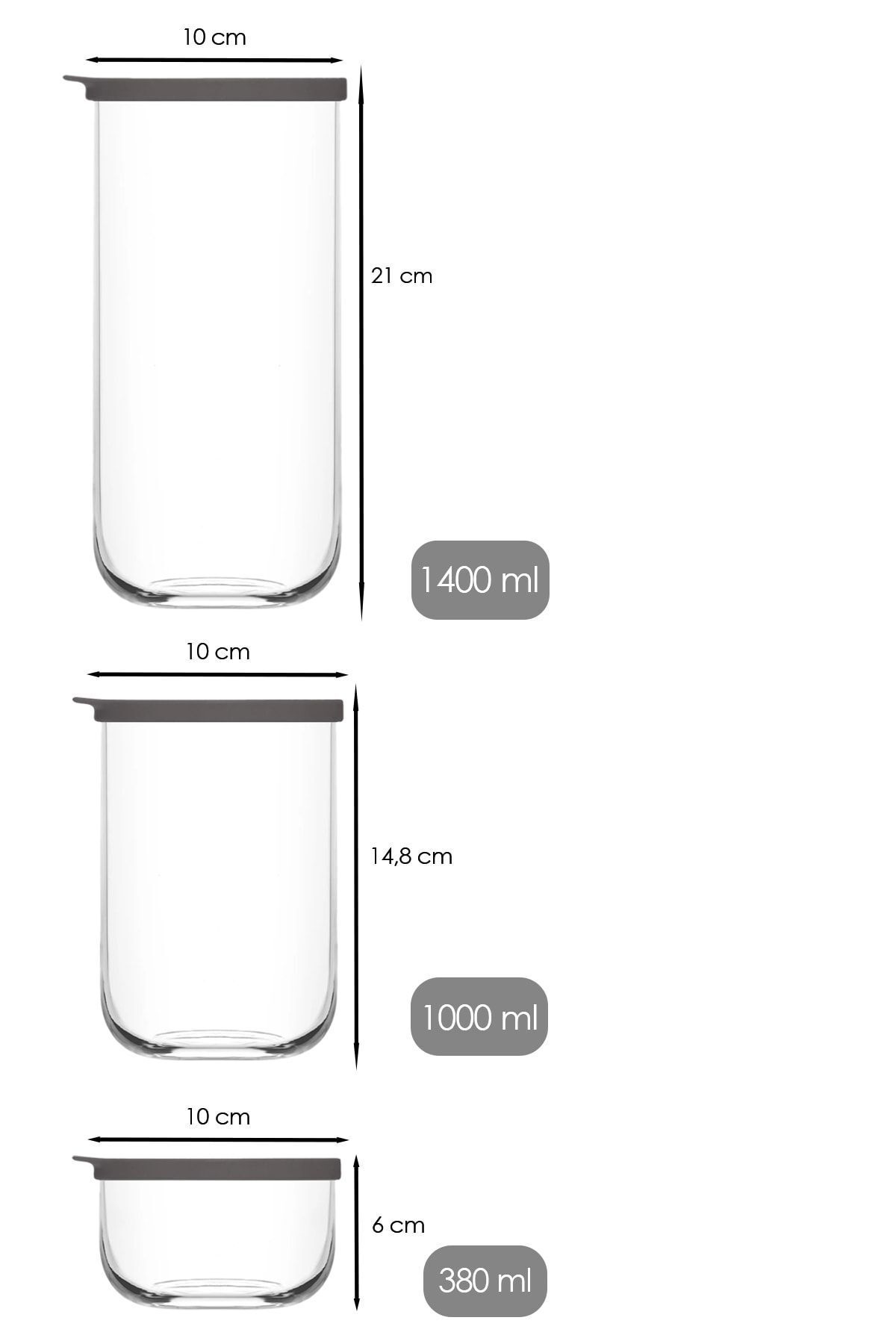 LAV-Duo 3 Sizes 18 Pieces Glass Storage Container Jar Set with Leak Proof Lid and Label 6