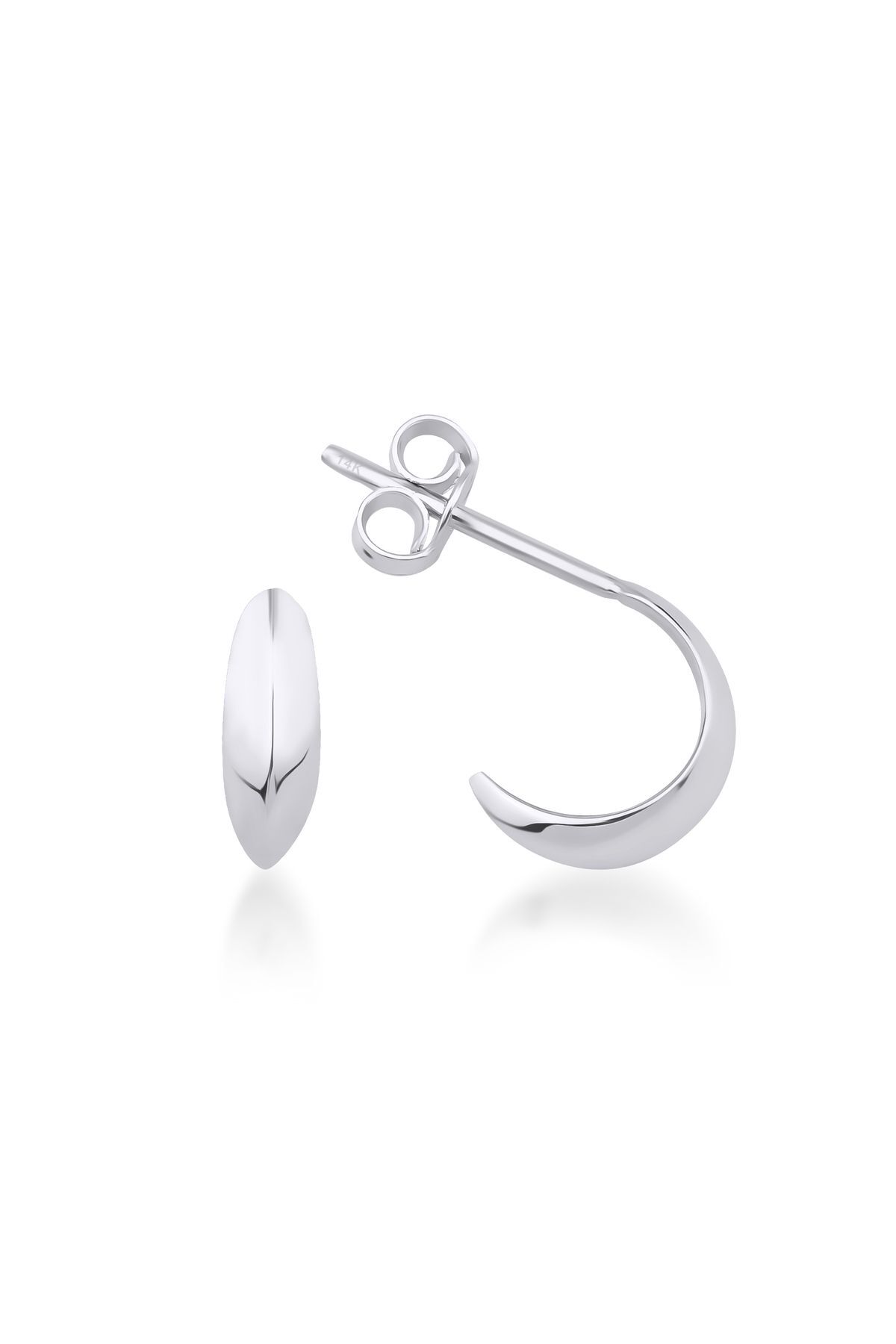 14 Ayar Altın Minimalist Hoop Çivi Küpe 3