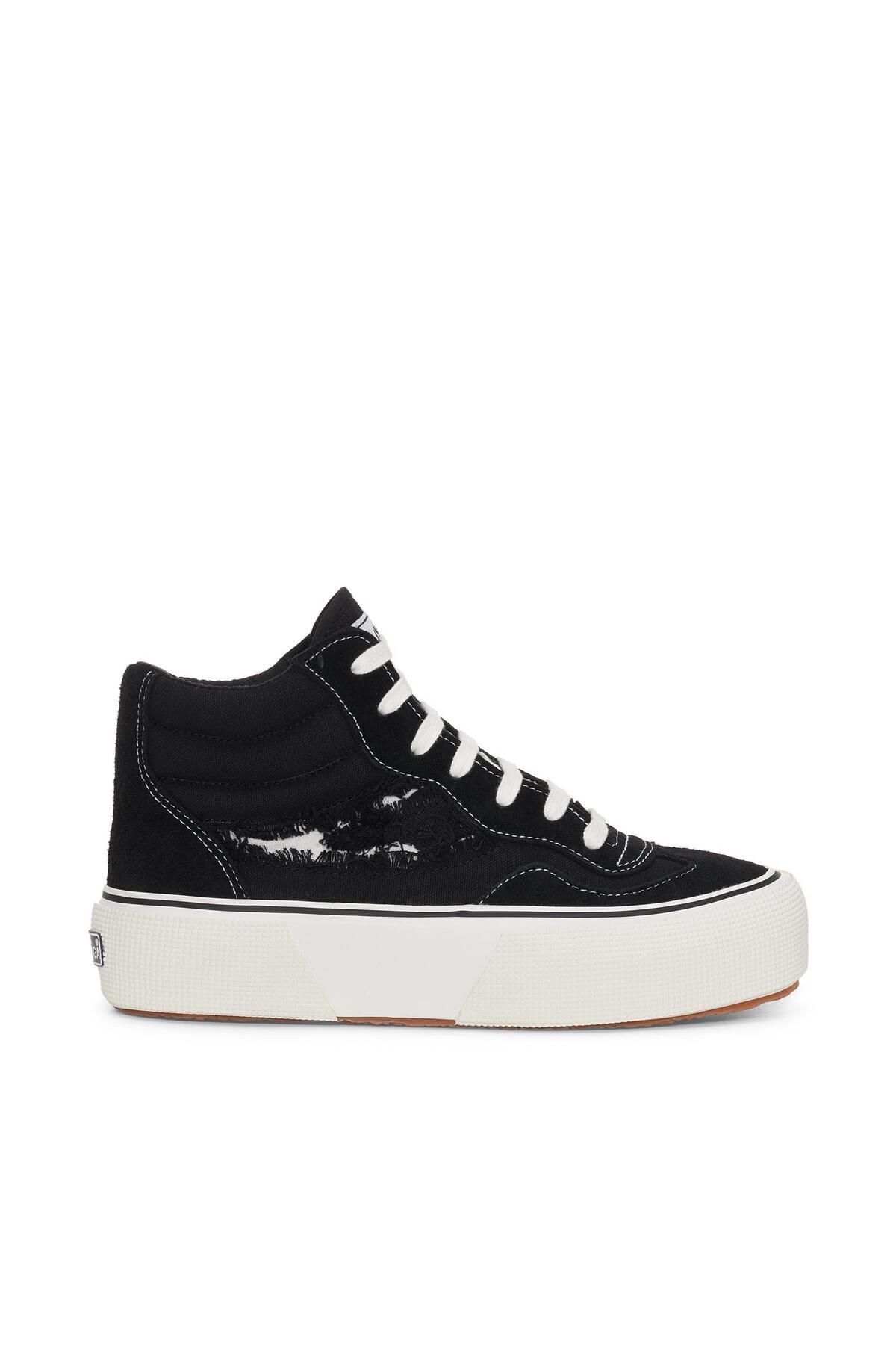 3141 Revolley Mid Ripped Swallow Tail زنانه مشکی - کفش کتانی بلند سفید Superga
