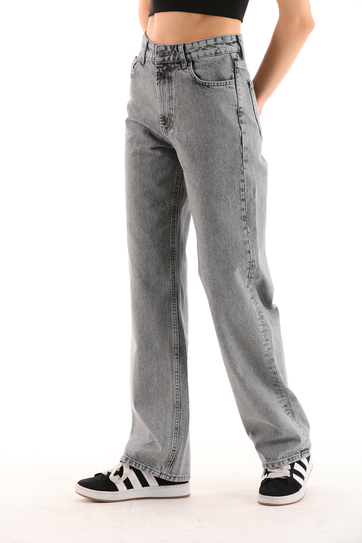 Darkly Jeans  Kadın Siyah Yüksek Bel Straight Fit Jean Pantolon - Görsel 4