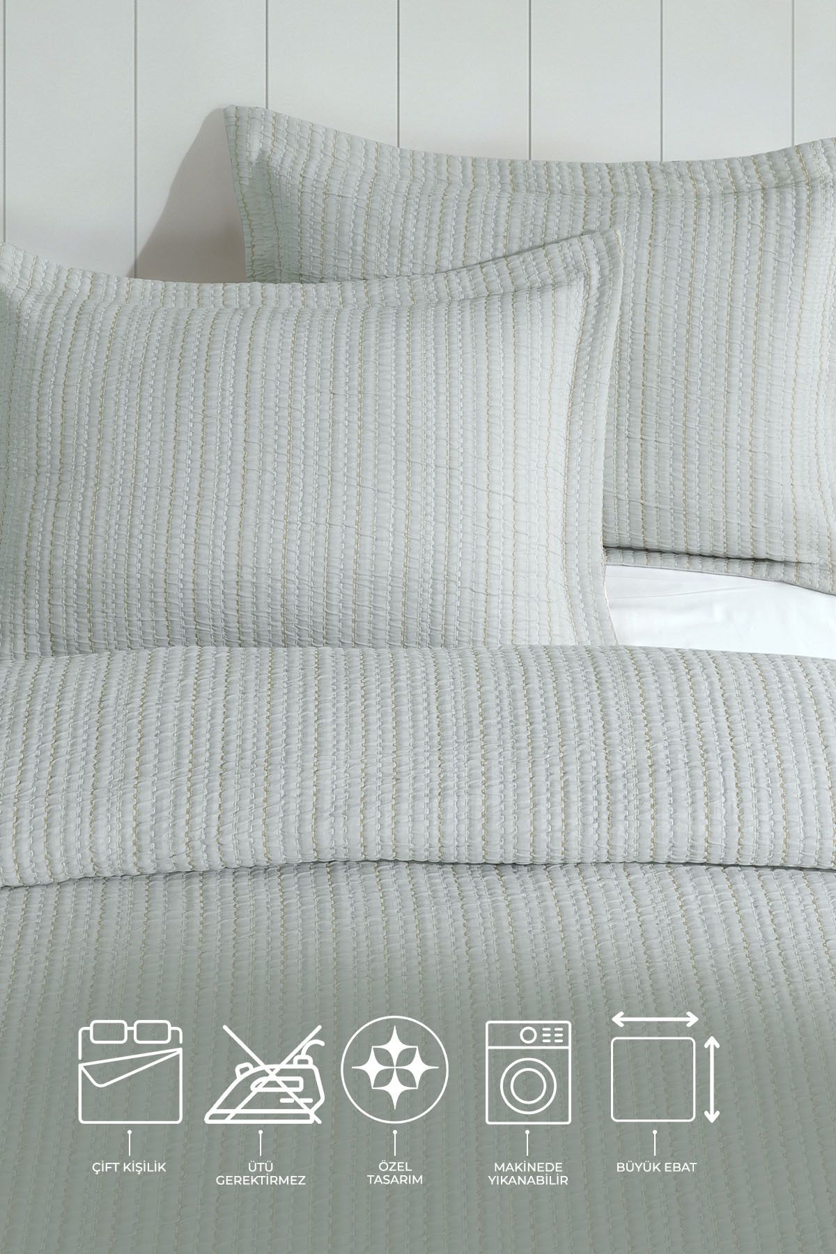 Elart-Double Stripe Bedspread - Sage 2