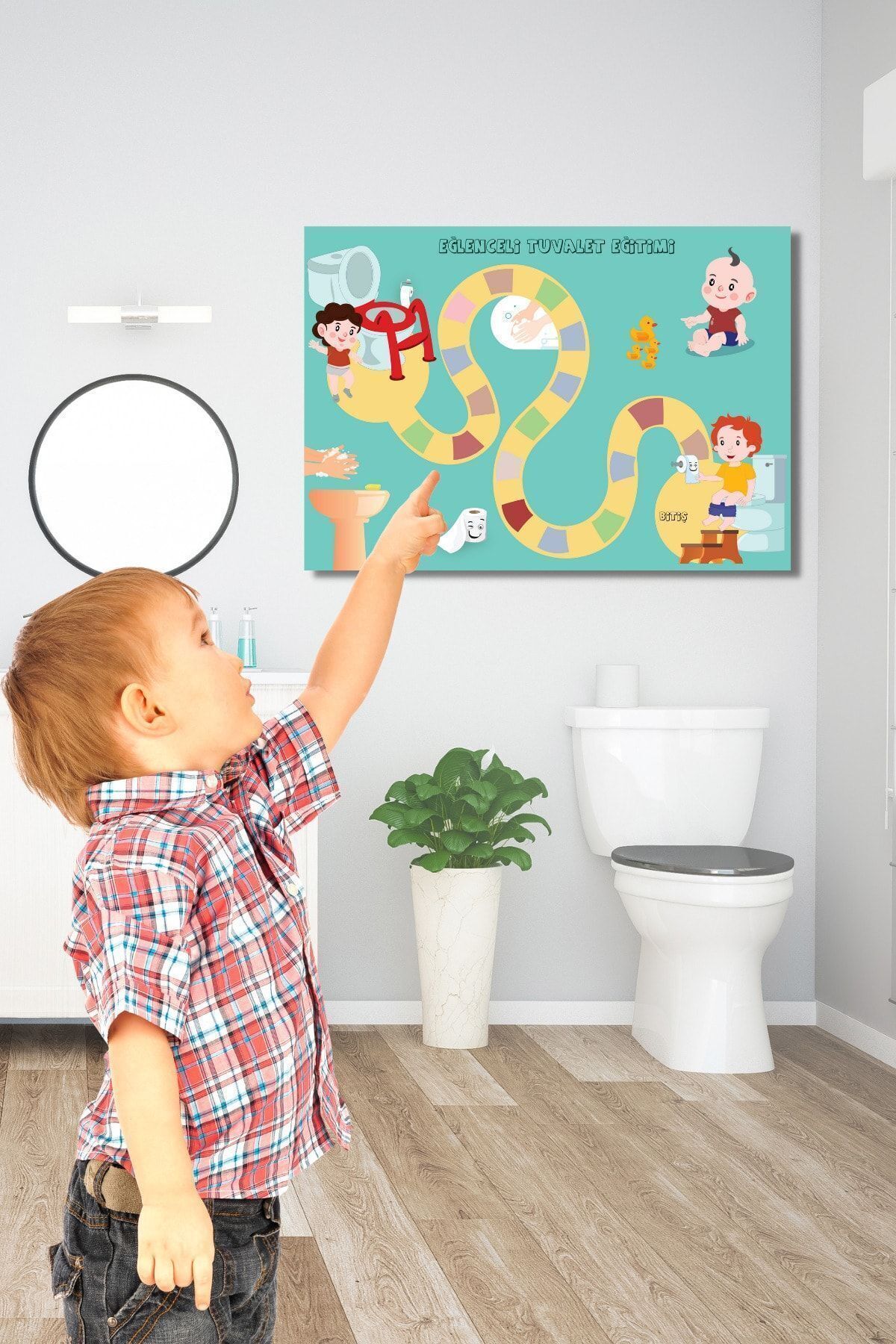 ELVİNES Eğlenceli Tuvalet Eğitimi Panosu (29.7X42 CM)- Cırt Cırtlı fotoğrafı 4 (önizleme)