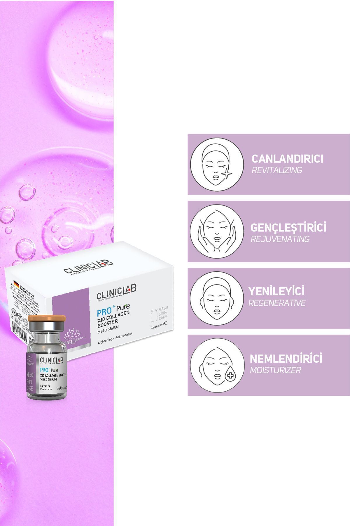 مزو سرم جوان کننده و مرطوب کننده قوی با کلاژن 10 درصد 6 میلی لیتر Cliniclab