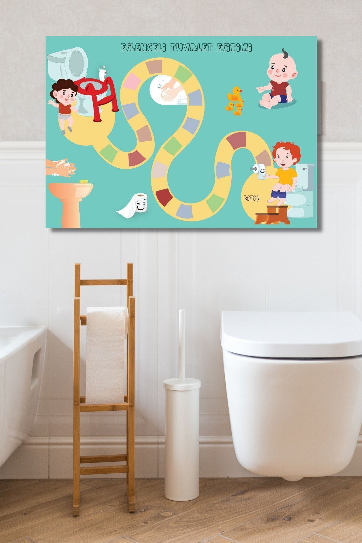 ELVİNES Eğlenceli Tuvalet Eğitimi Panosu (29.7X42 CM)- Cırt Cırtlı fotoğrafı 3 (önizleme)