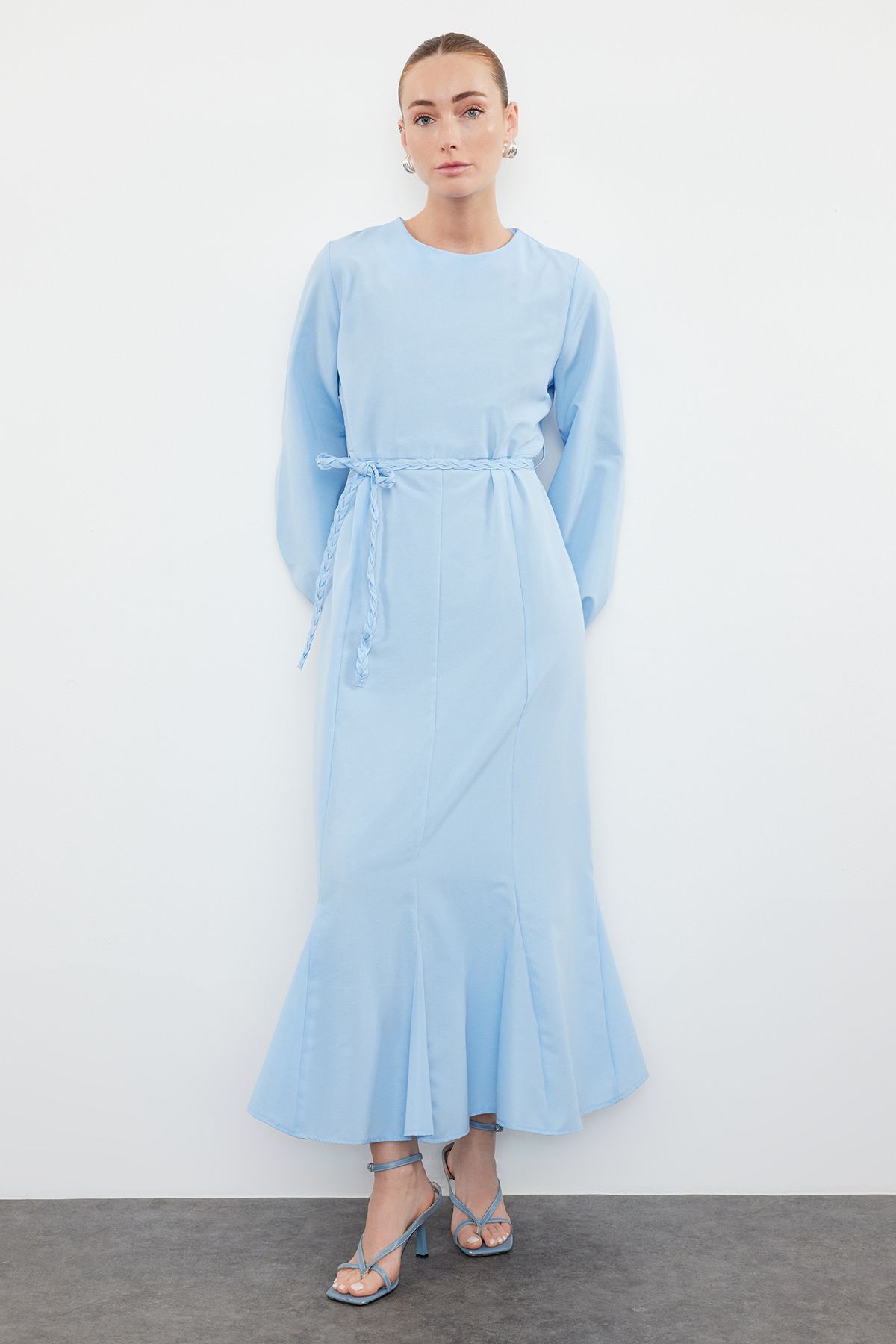 Trendyol Modest-Синя сукня з тканої бавовни TCTSS24EB00168 2