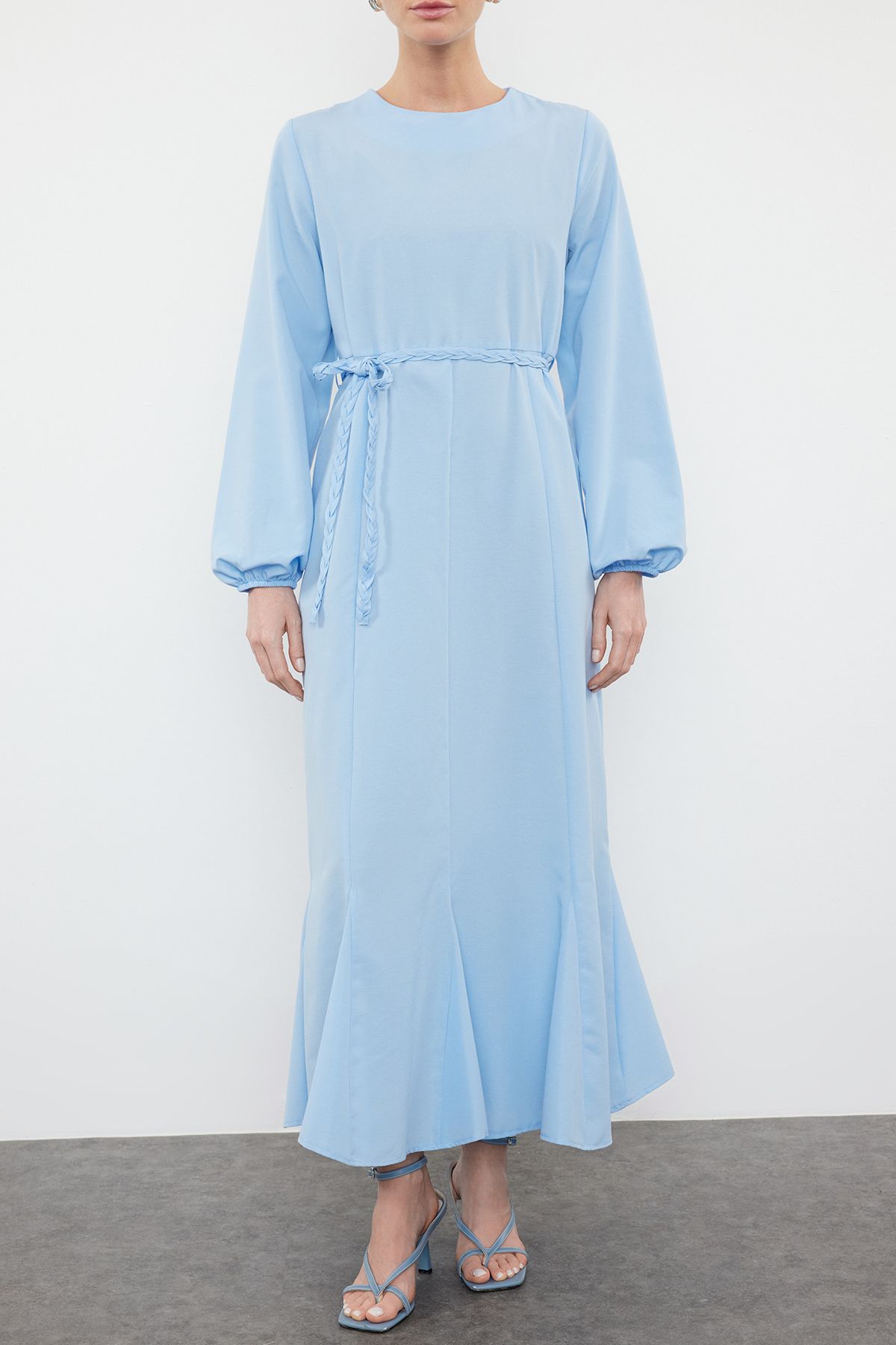 Trendyol Modest-Синя сукня з тканої бавовни TCTSS24EB00168 3