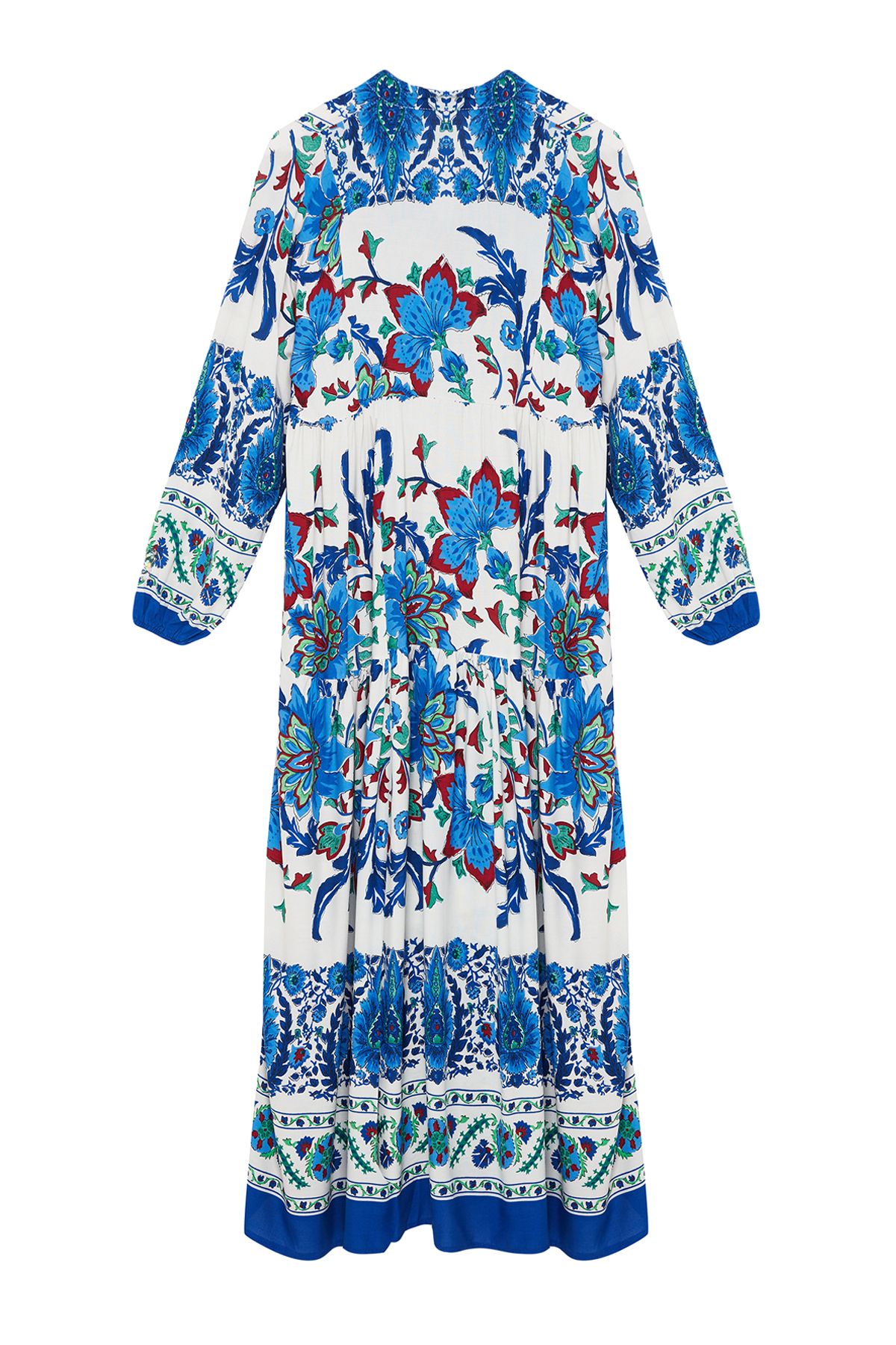 Trendyol Modest-Blue Floral Viscose Woven Dress Tctss24Eb00221 7