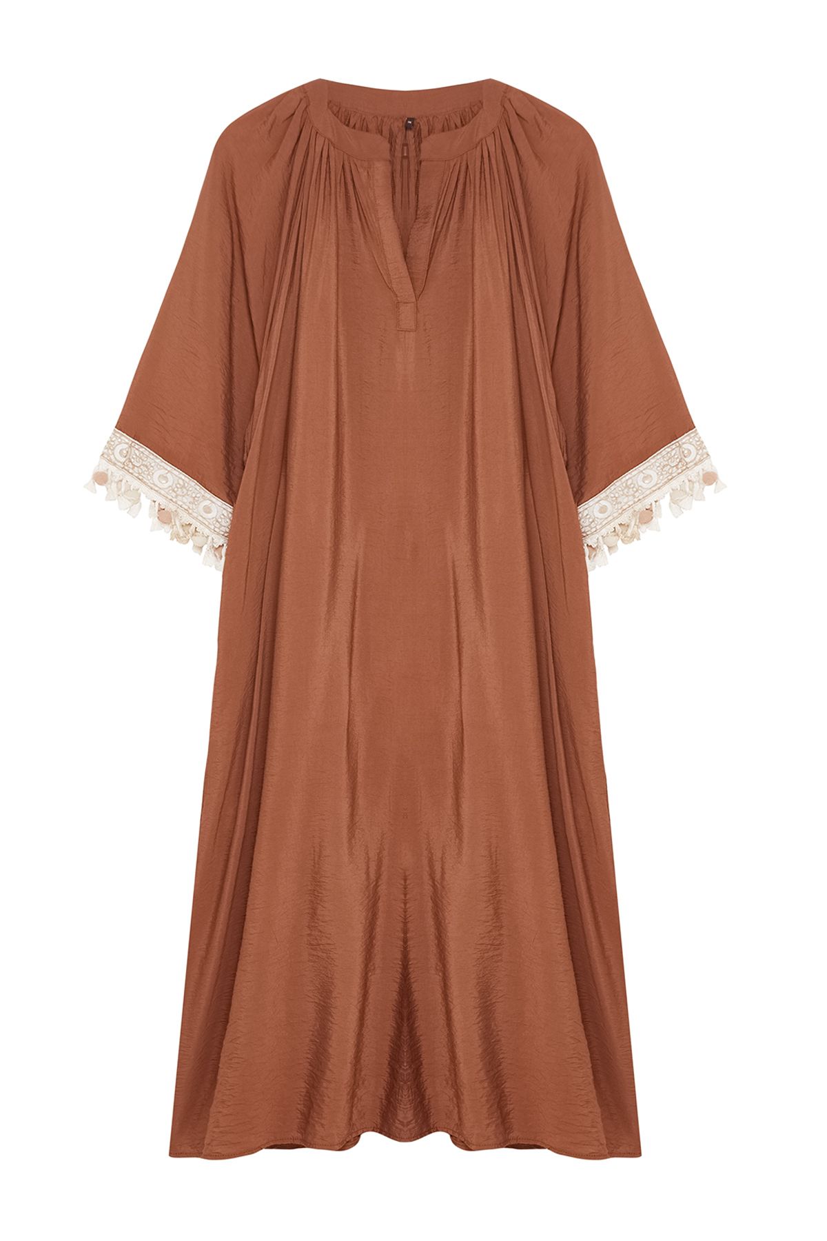 Trendyol Modest-Capac țesut cu detalii accesorii maro și ferace și caftan și Jalabiya TCTSS24KK00008 7
