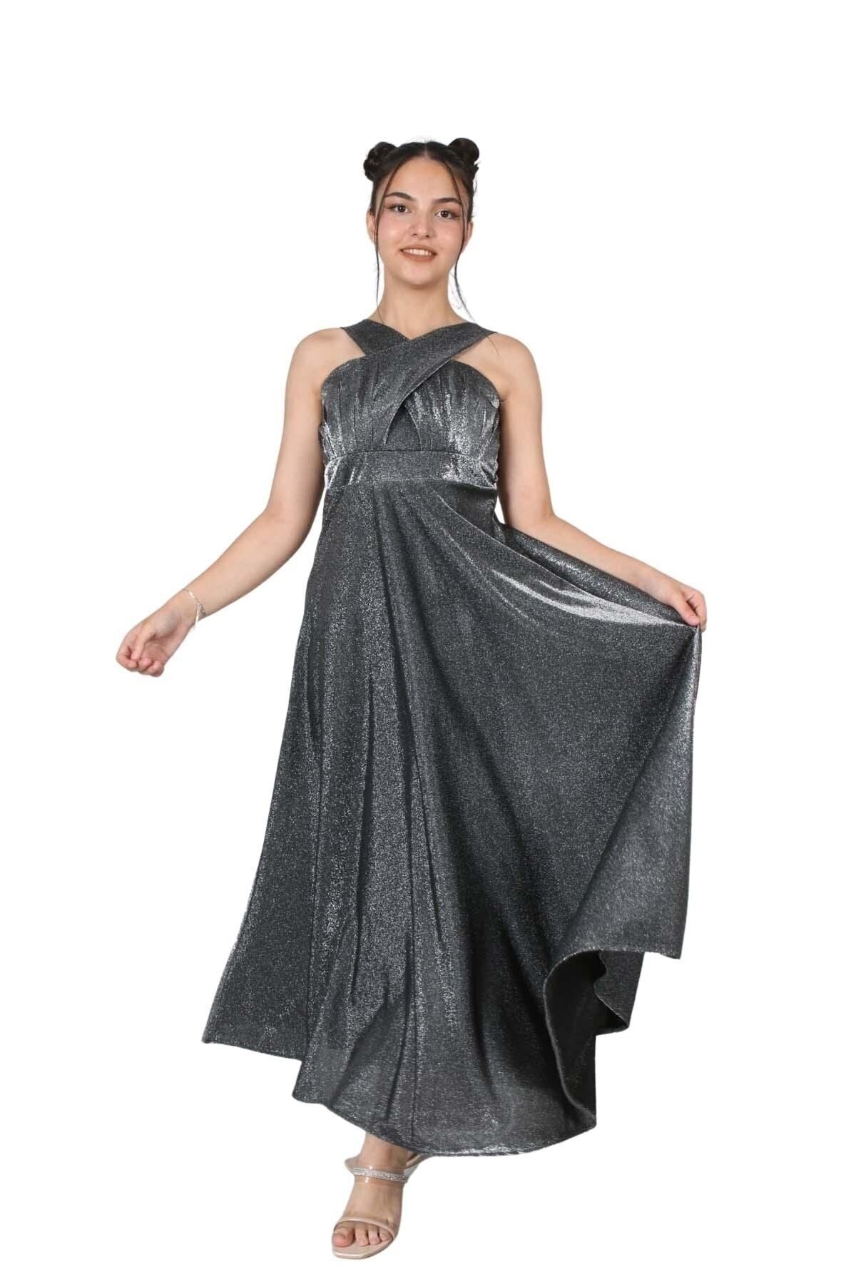 Girls Glitter Fabric Lined Evening Dress Evening Graduation Dress