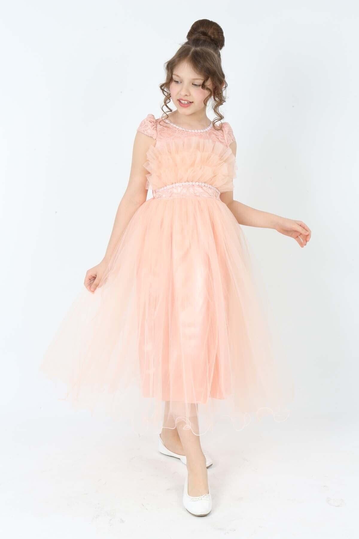 Guipure Patterned Evening Dress Wedding Special Day Prom Birthday Party Dress