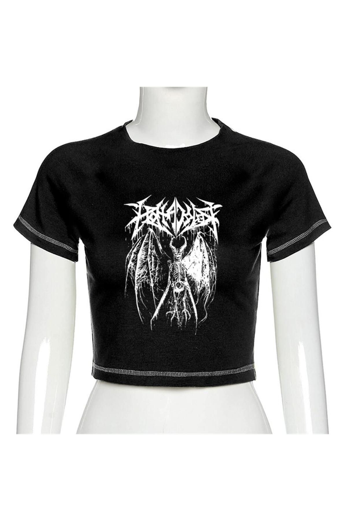 Touz Moda-Harajuku Gothic Fashion - Winged Skeleton Half Women's T-shirt 3
