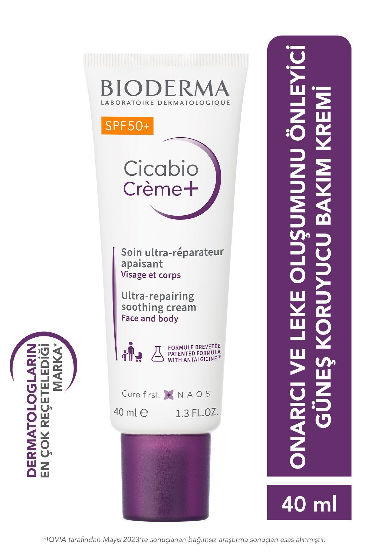 Bioderma Cicabio Cream+ SPF50+ Восстановление кожного барьера, солнцезащитный крем против пятен для лица, крем для тела 40 мл PSG-2176