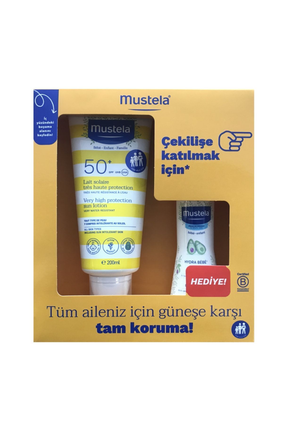 Mustela Spf50+ Çok Yüksek Koruma Faktörlü Güneş Losyonu 200ml + Hydrabebe Vücut Losyonu 100ml 3504105090517