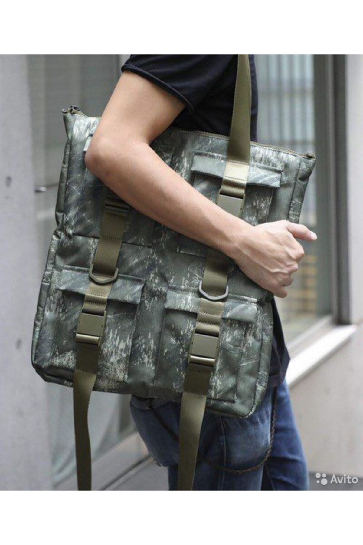 Nike Pocket Printed Tote Olive Canvas Shoulder Bag Ba6378 395 Trendyol