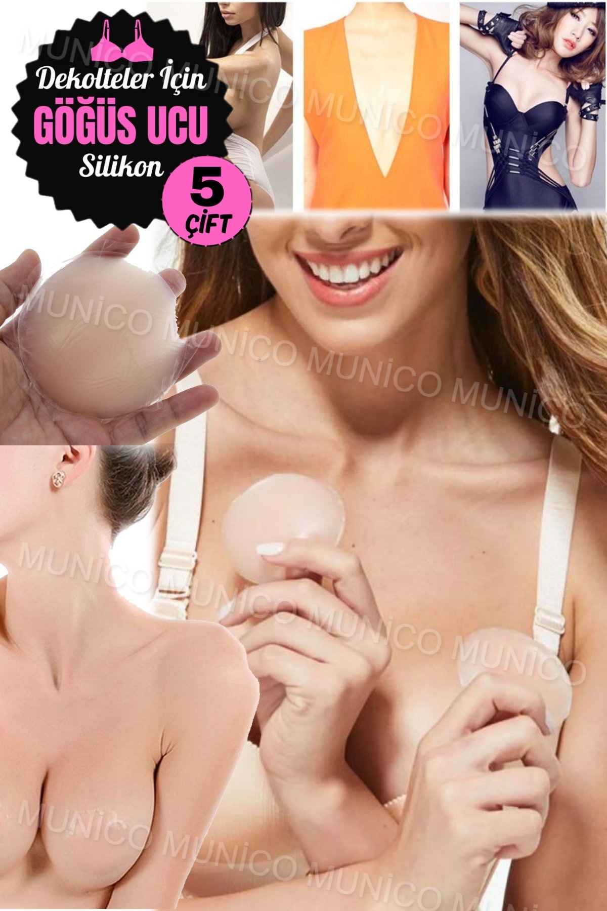 Munico 5 Çift Silikon Meme Meme Kapsayan Sutyen Doğal Renk Bir Boyut Meme Ucu Etiket İç Çamaşırı Kaliteli fotoğrafı 7 (önizleme)