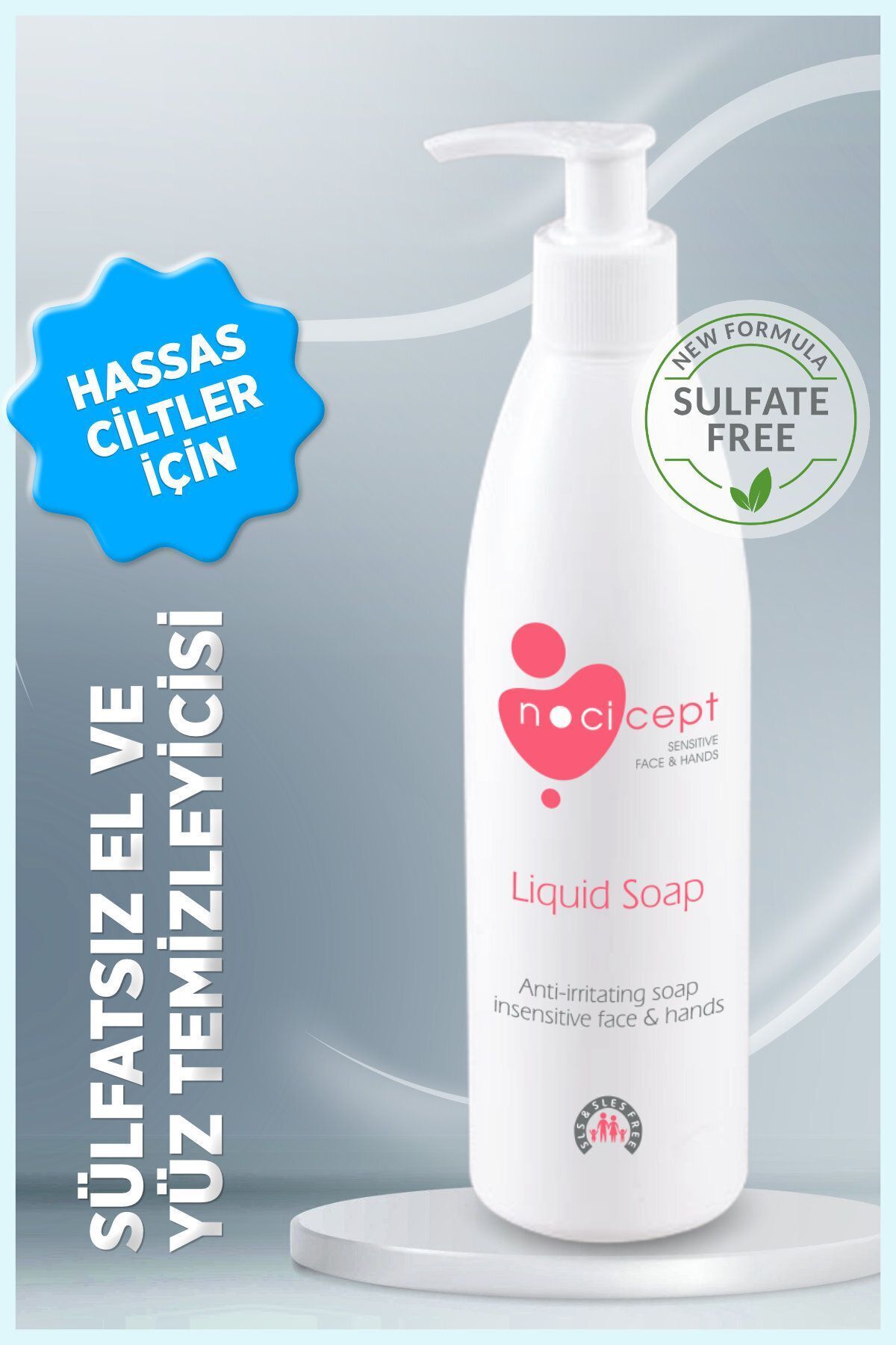 Nocicept Liquid Soap 300 ml / Kuru, Tahriş Olmuş, Hassas Ciltlerin Sülfatsız El ve Yüz Temizleyicisi