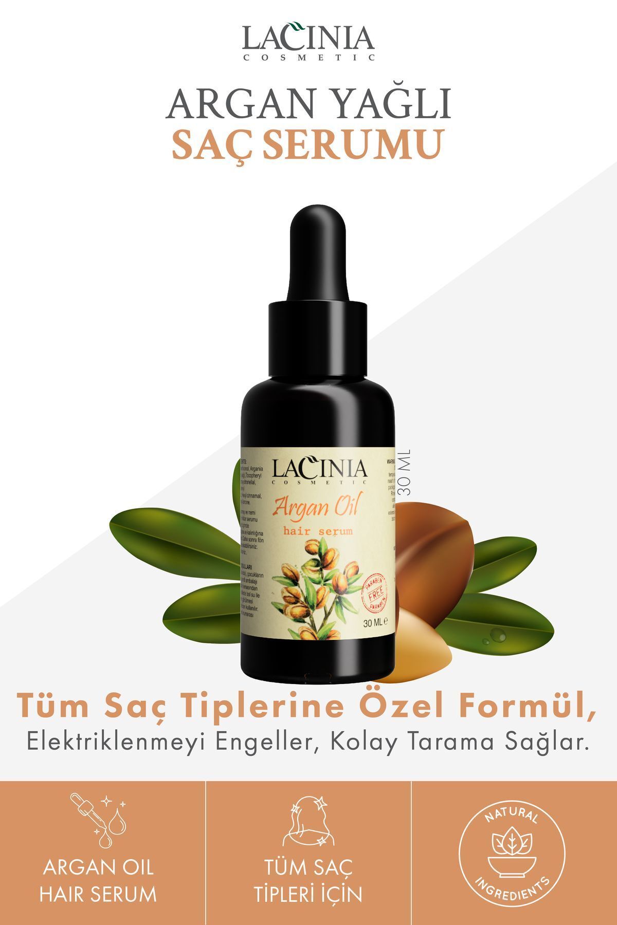 سرم مو روغن آرگان 30 میلی لیتر Lacinia