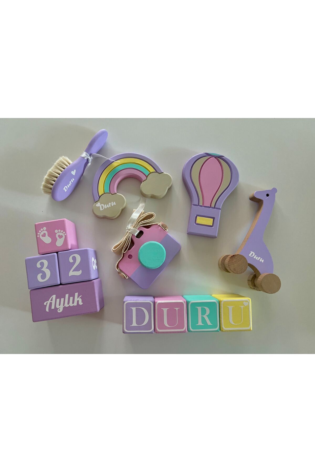 Mor pembeli objeli Cekım dekor aksesuar