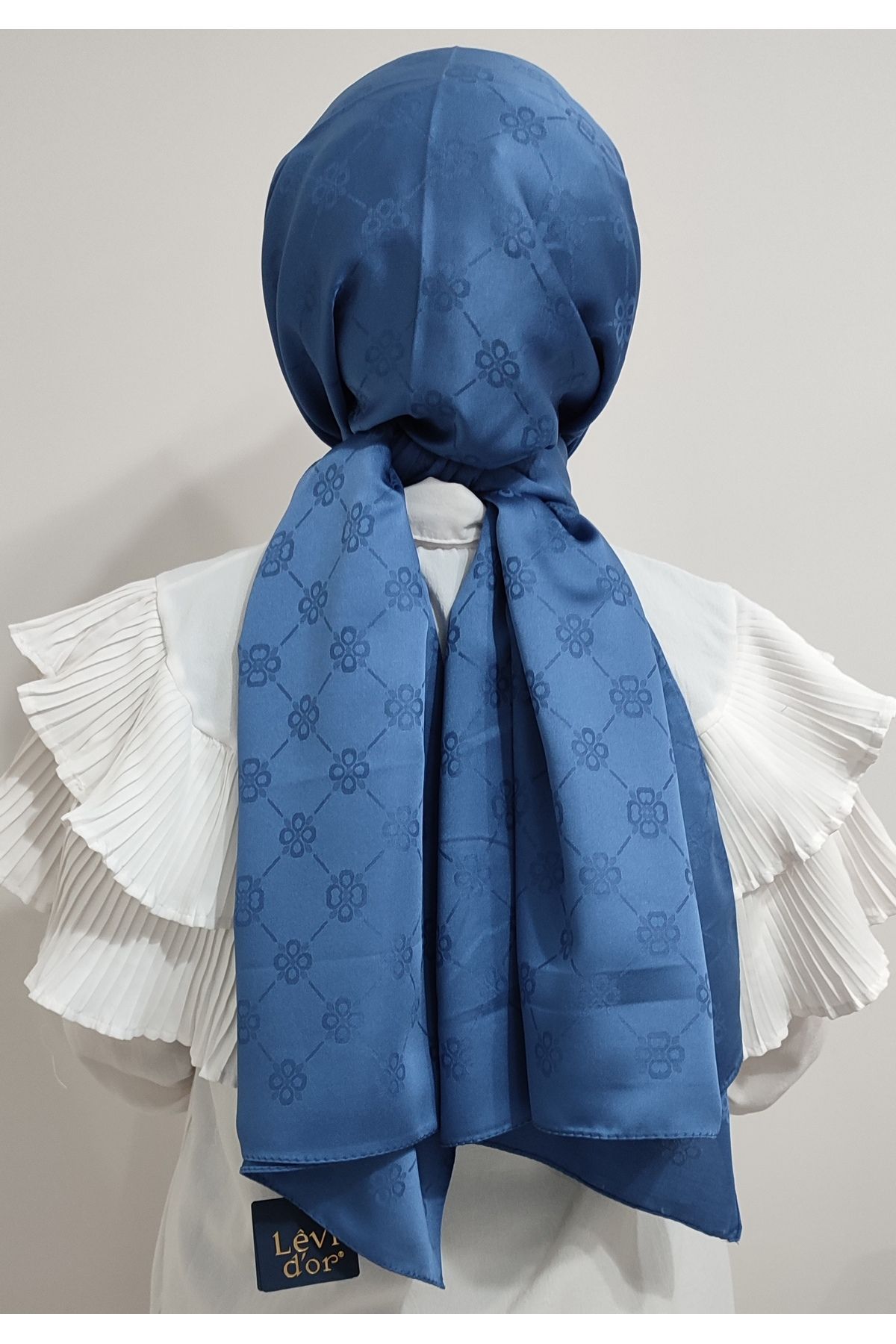 شال آبی زنانه Jakar Blue با الگوی هندسی Levidor