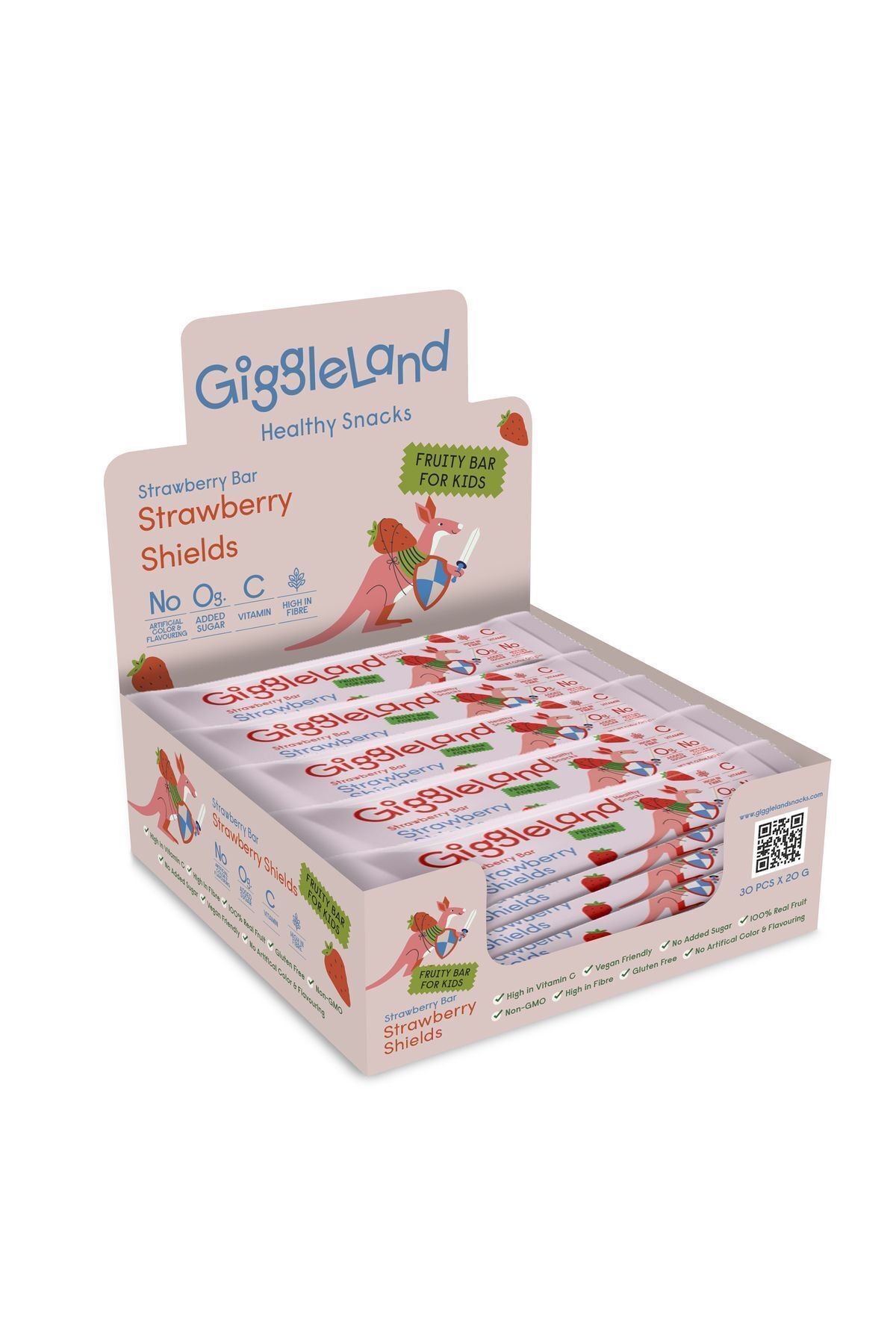 Strawberry Fruit Bari 20 g x 30 pieces - Sweet Strawberry Fruit Bars, Healthy Snack, 20g Each, 30-Pack