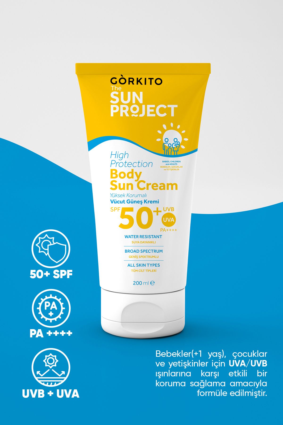 کرم ضد آفتاب بدن PROJECT SUN HIGH FAMILY FACE AND BODY CREAM 50 SPF PA 200 میل Görkito