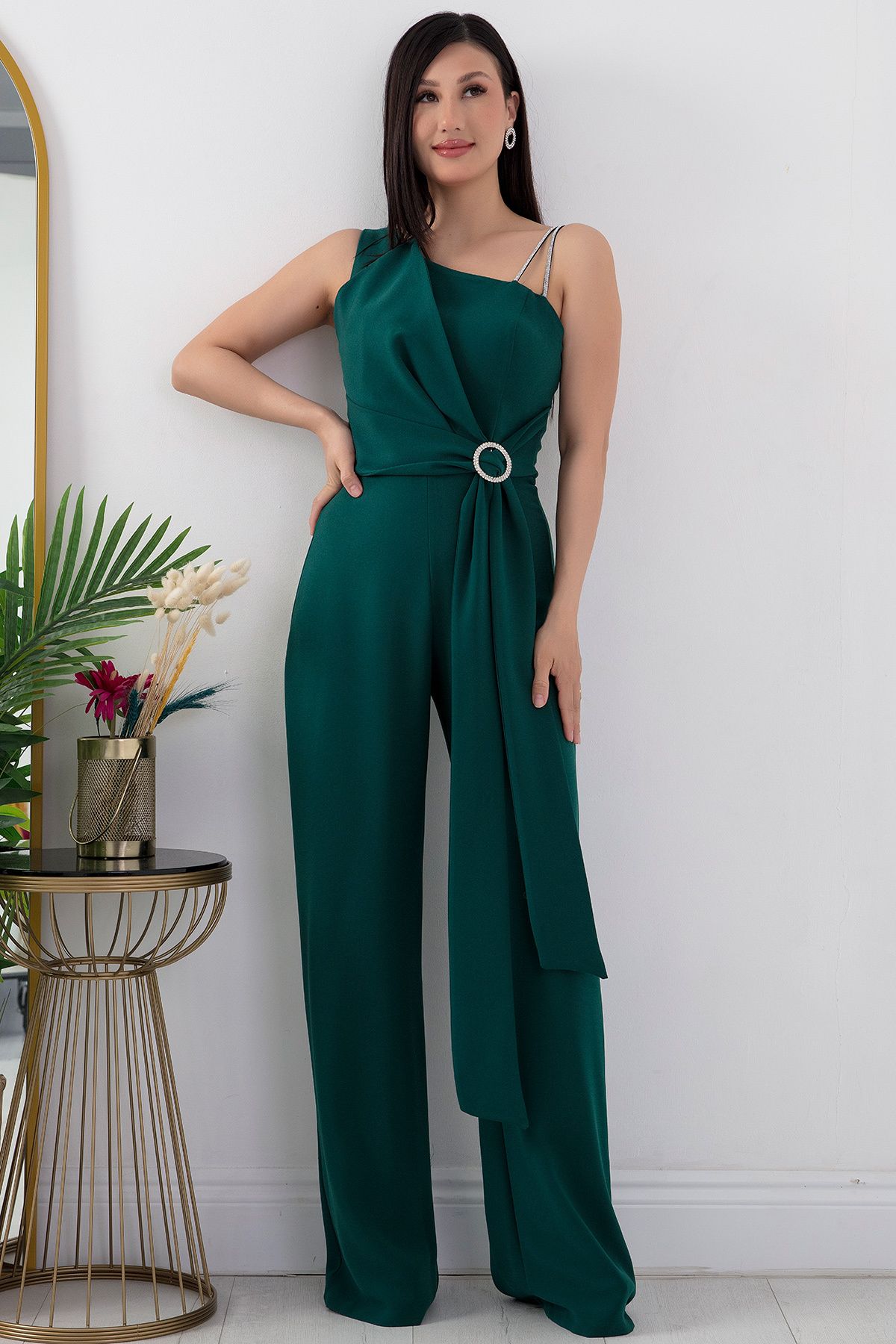 PULLIMM-One Shoulder Stone Detailed Jumpsuit - DNS1454 4