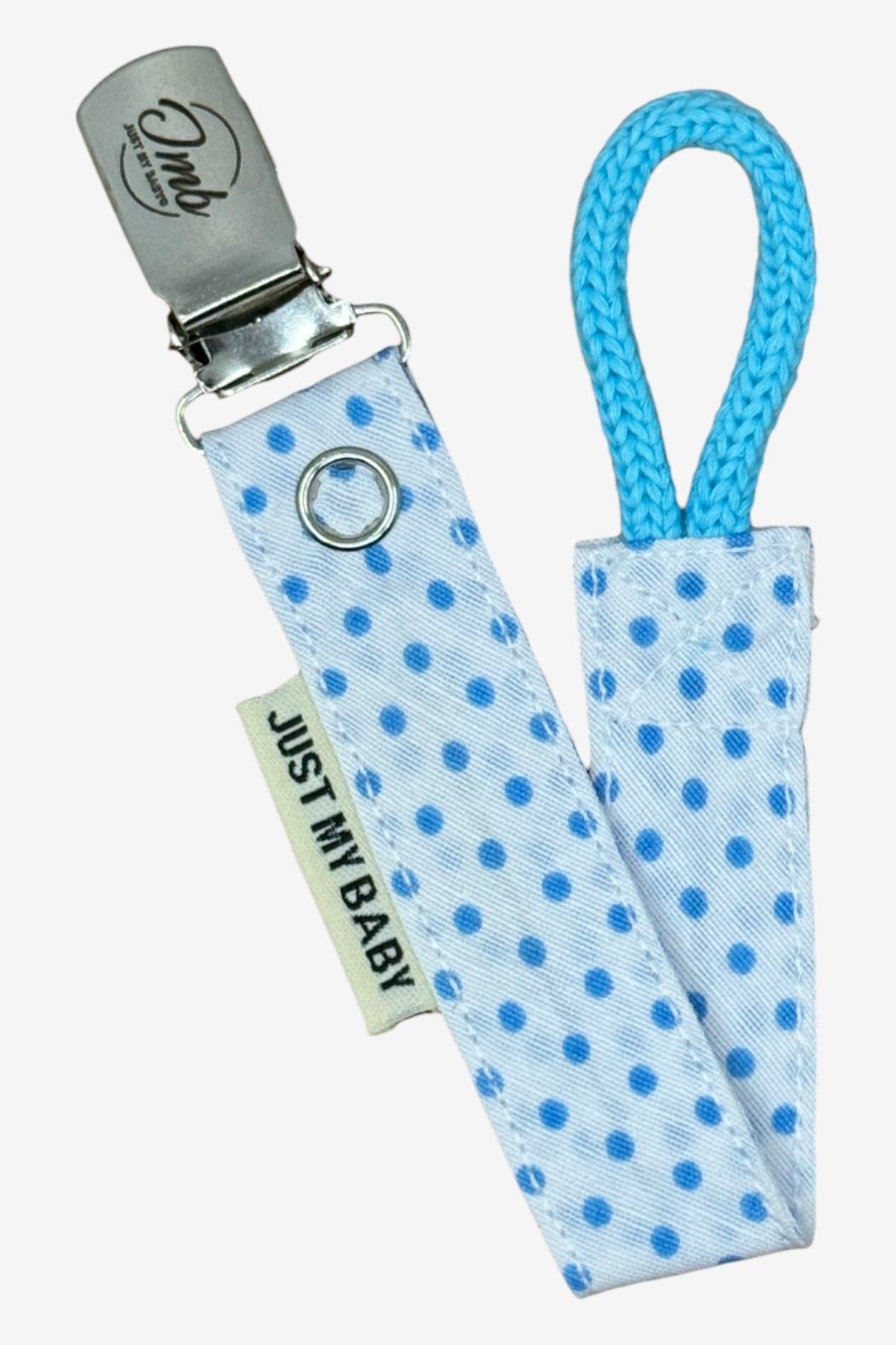 JMB Just My Baby-3-Piece Blue Polka Dot/Sailor/Blue Plain Striped Pacifier Strap - Washable - Cotton 2