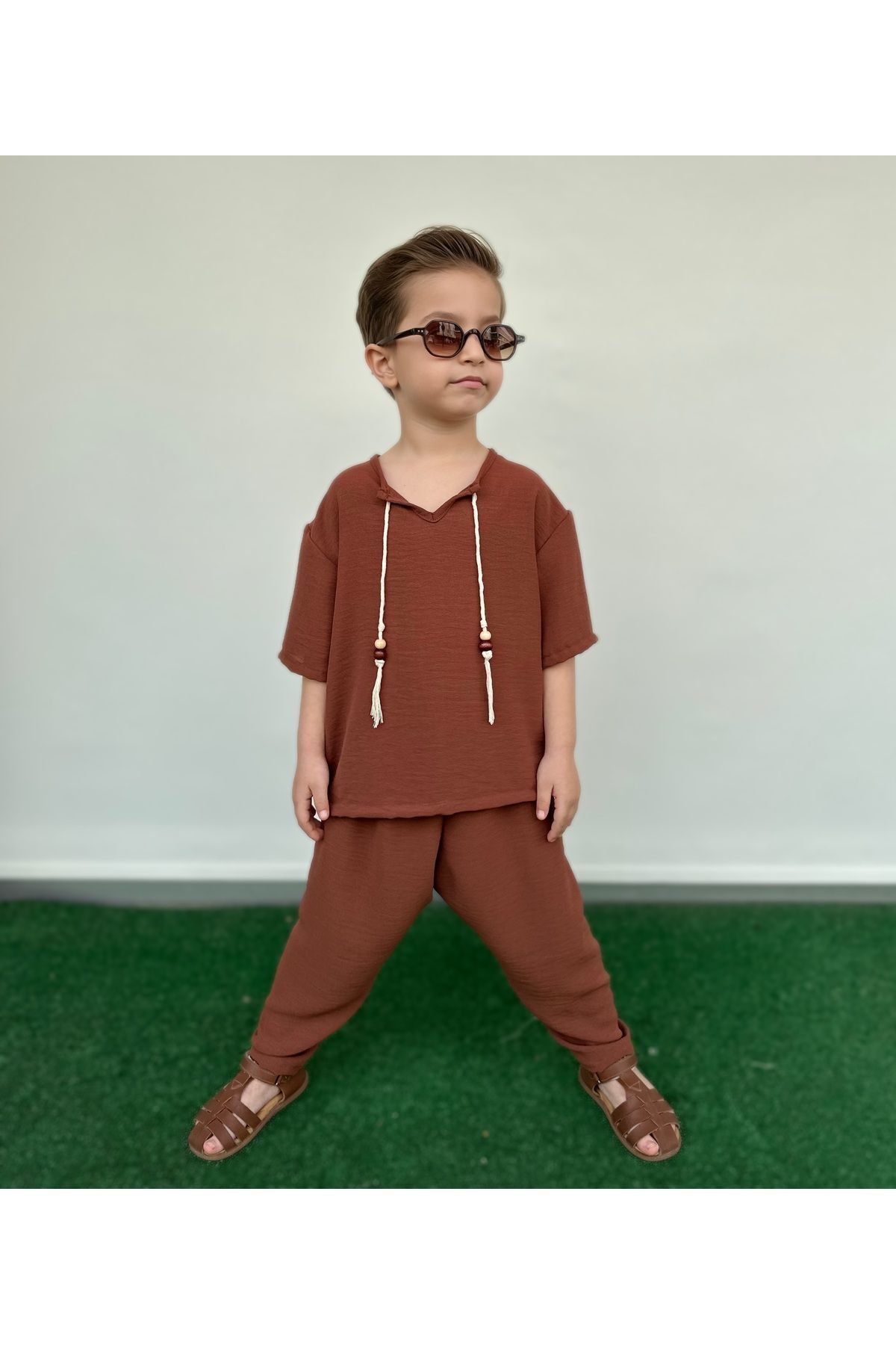 Barin Kids Детский летний костюм шальвар в богемном стиле, свободный TYC1RX947N170976142216617