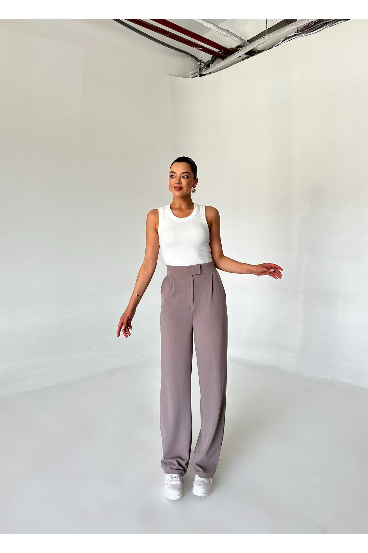 Laluvia-Parla Damen Palazzo-Hose aus Lycra mit Klettverschluss in Nerz 5