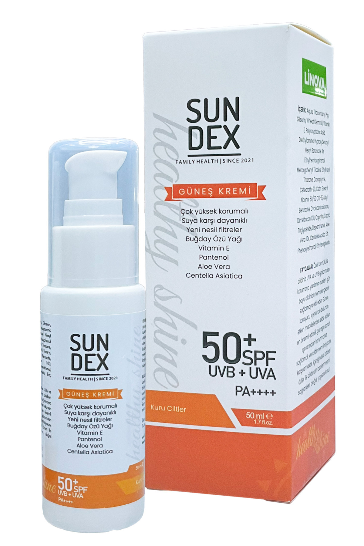 Healthy Shine SPF 50+ Yüz Güneş Kremi Kuru Ciltler 50 ml — SNDXKURUGNSKRM