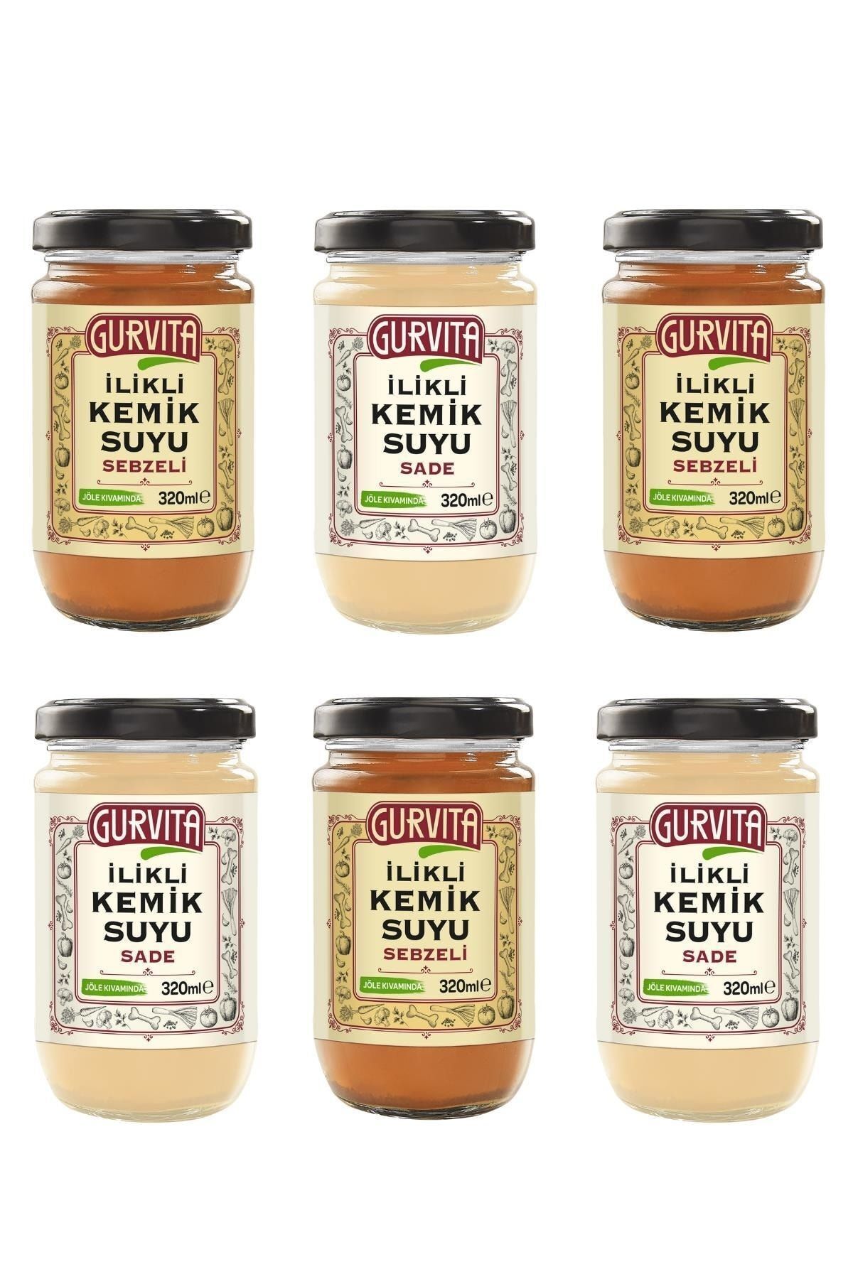 Gurvita Dana Ilikli Kemik Suyu Çeşitleri 320 Ml 6'lı