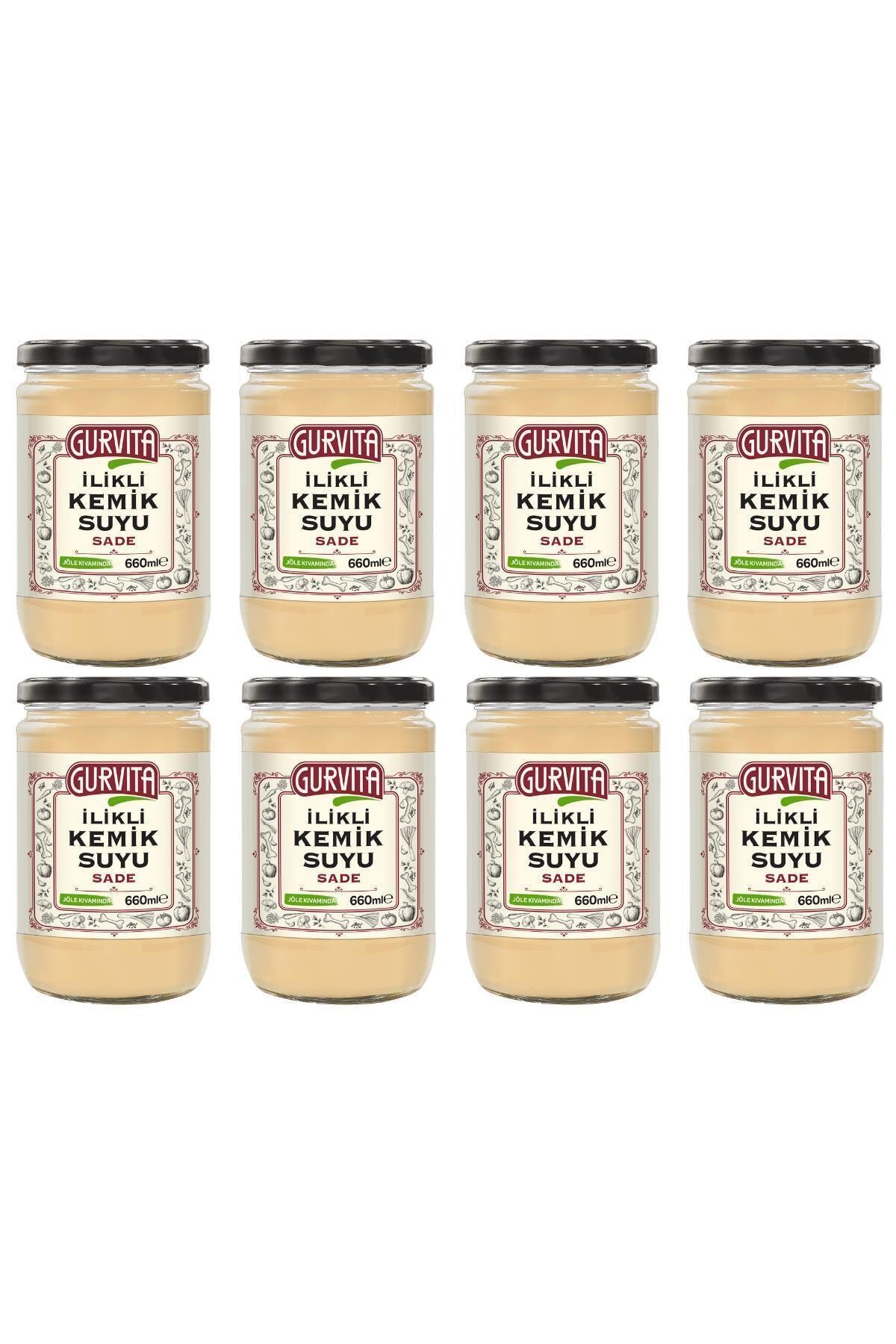 Gurvita Jöle Kıvamında Ilikli Kemik Suyu Sade 660 ml 8' Li
