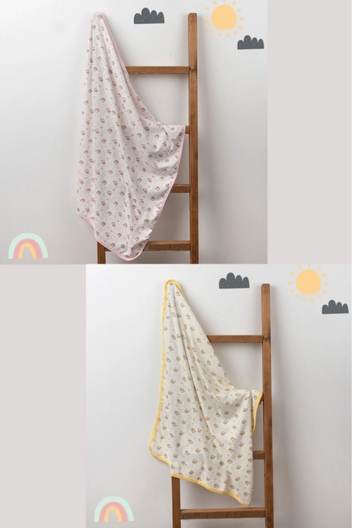 2-Piece Single-Layer Cotton 80x90 Swaddle Blanket