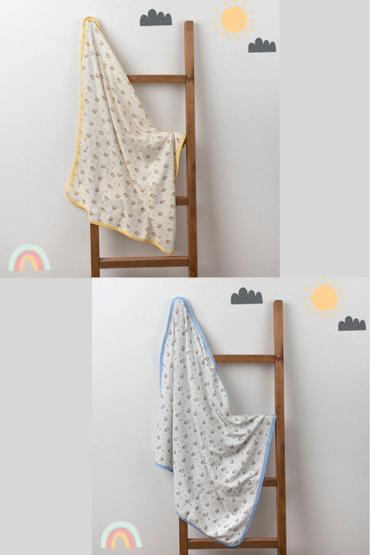 2-Piece Single-Layer Cotton 80x90 Swaddle Blanket