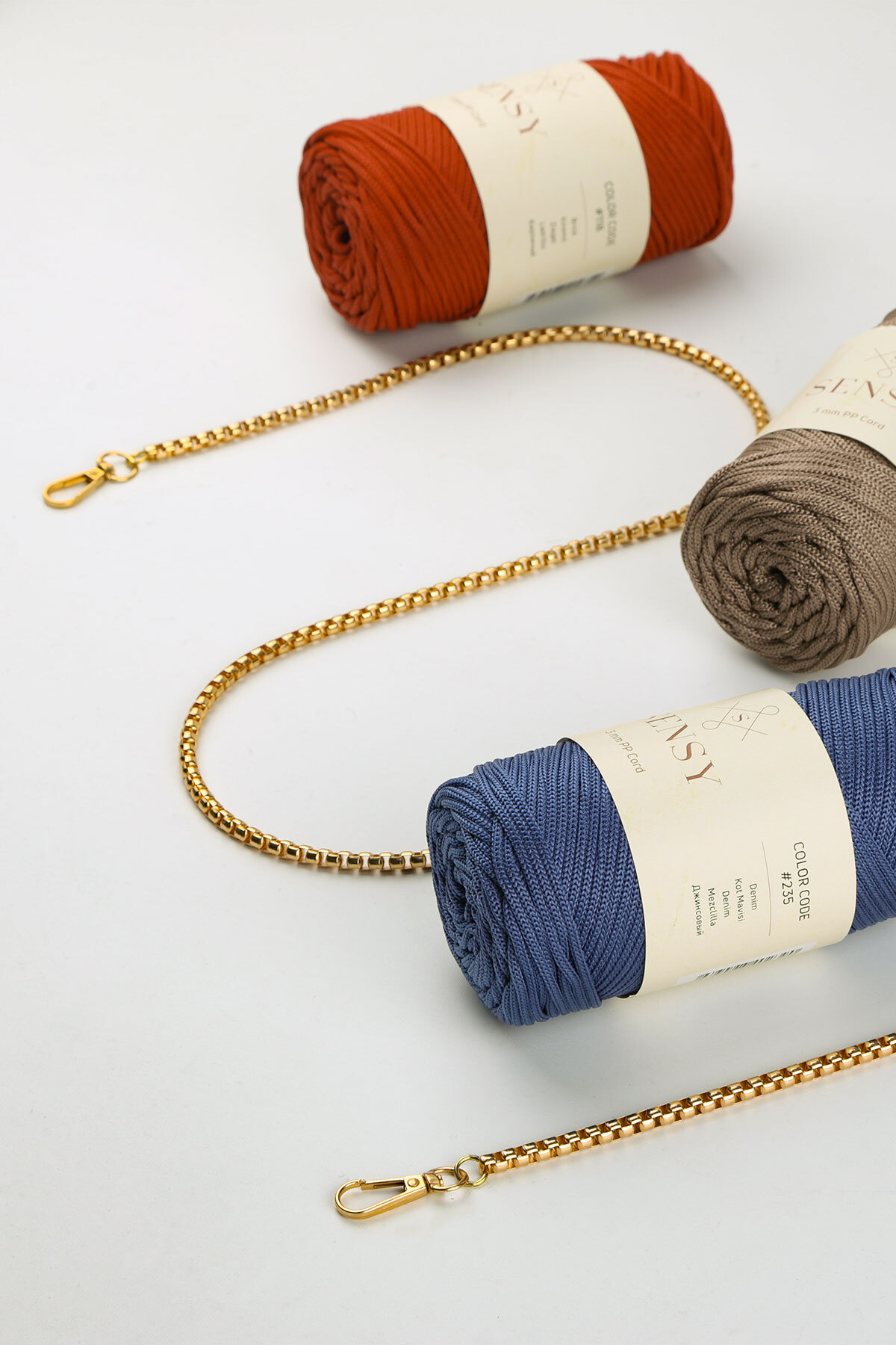 SENSY Kutu Model Demir Çanta Zinciri Sarı 120 Cm Canta Aksesuarı Ve Çanta Aksesuar