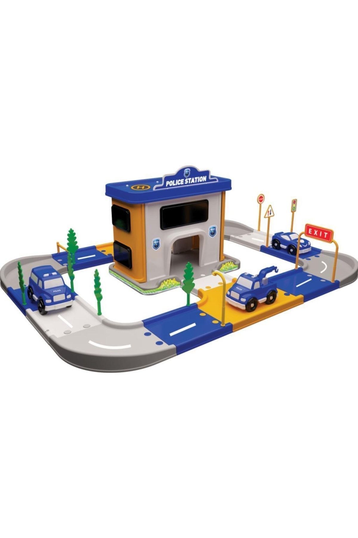 Police Station 3 Car 46 Pcs Garage Racing Playset