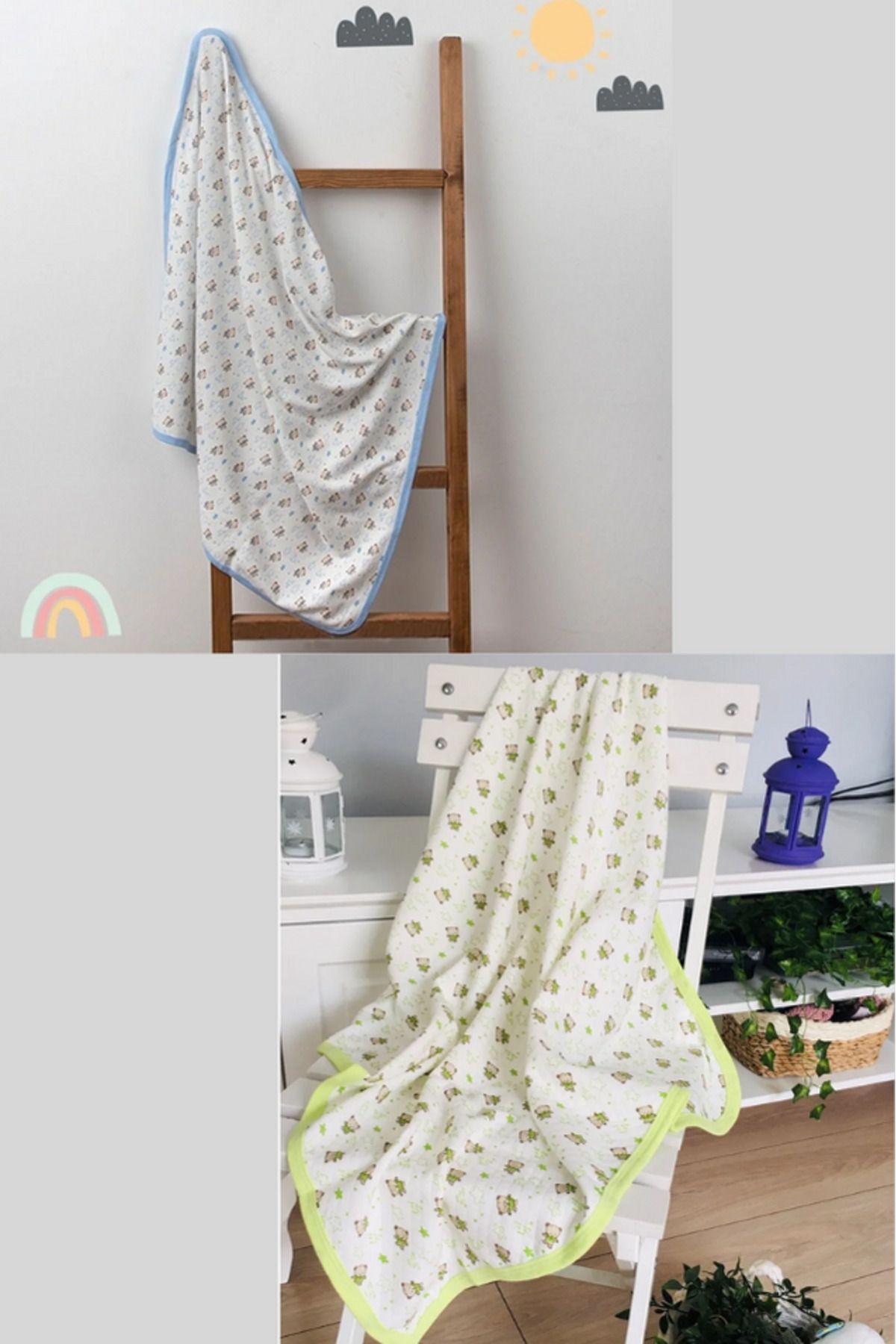 2-Piece Single-Layer Cotton 80x90 Swaddle Blanket