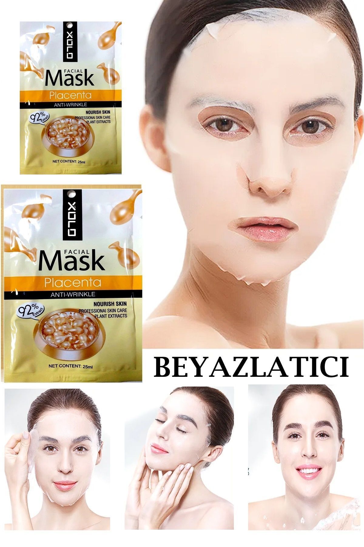 Uniquem Koyun Plasenta Yüz Maskesi 10 Adet Sheep Placenta Face