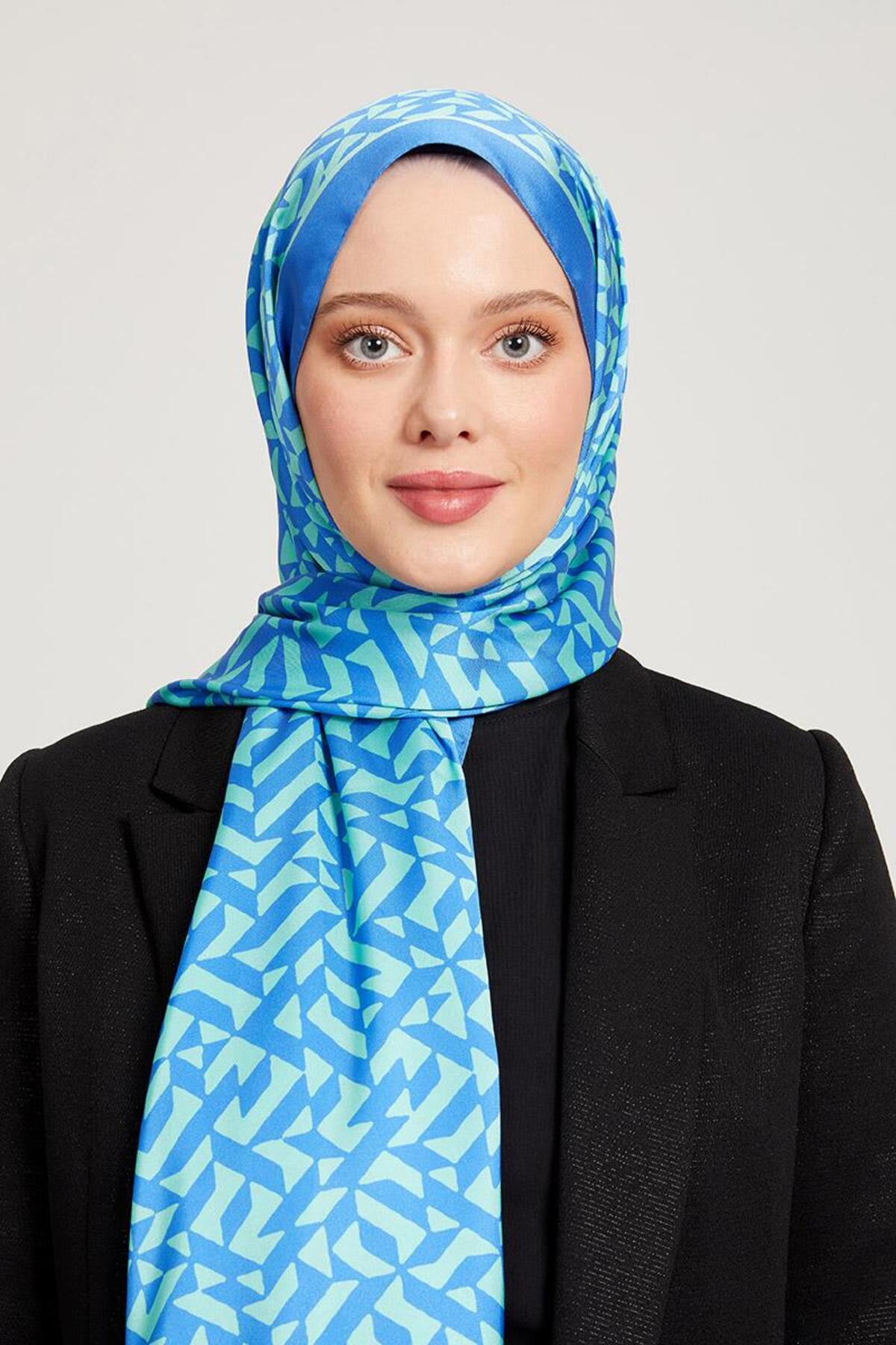 شال زنانه آبی سرمه ای لویدور | angel4 اورجینال - تصویر 2