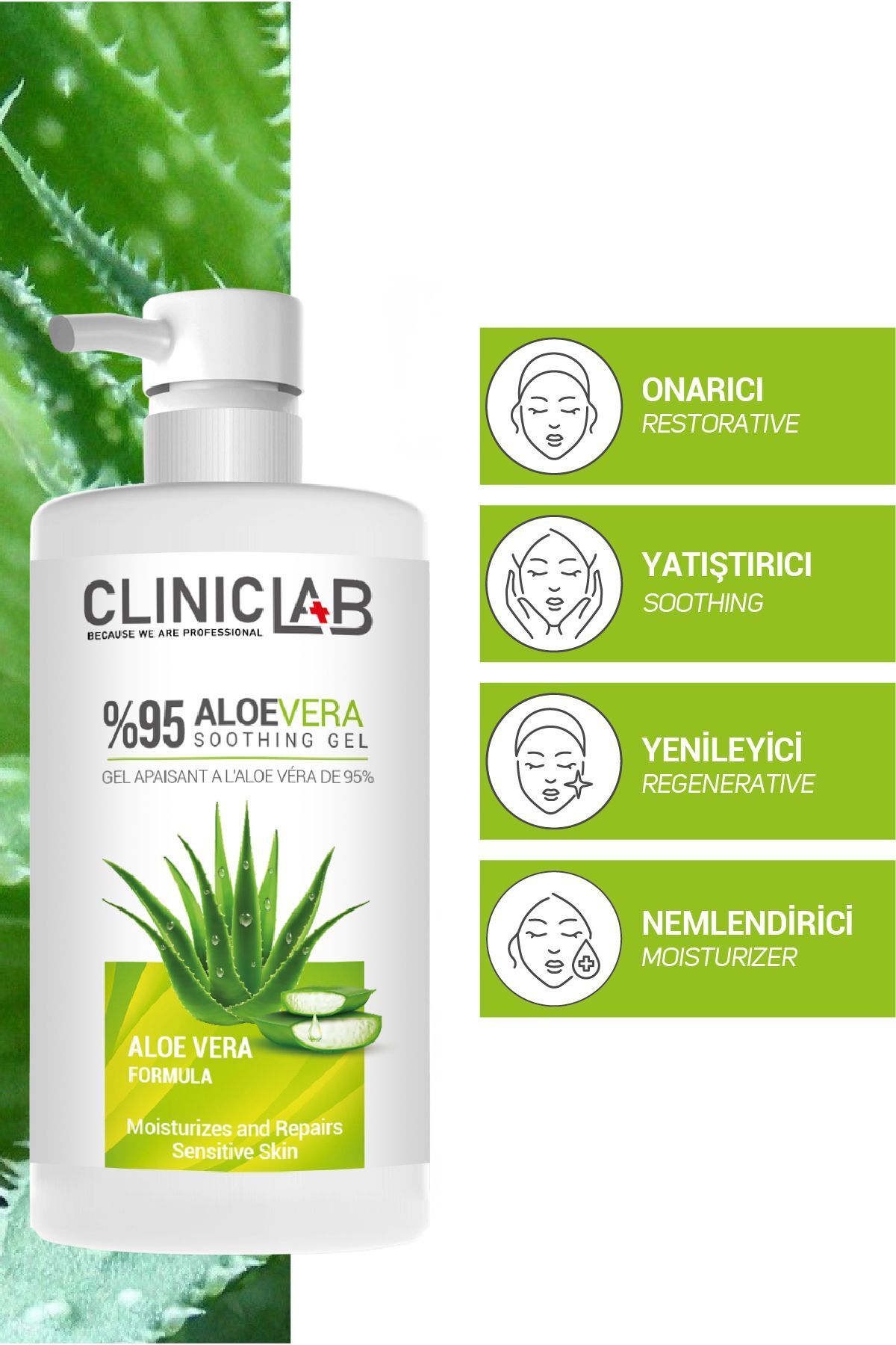 ژل تسکین دهنده و ترمیم کننده آلوورا 95% 500 میلی لیتر Cliniclab