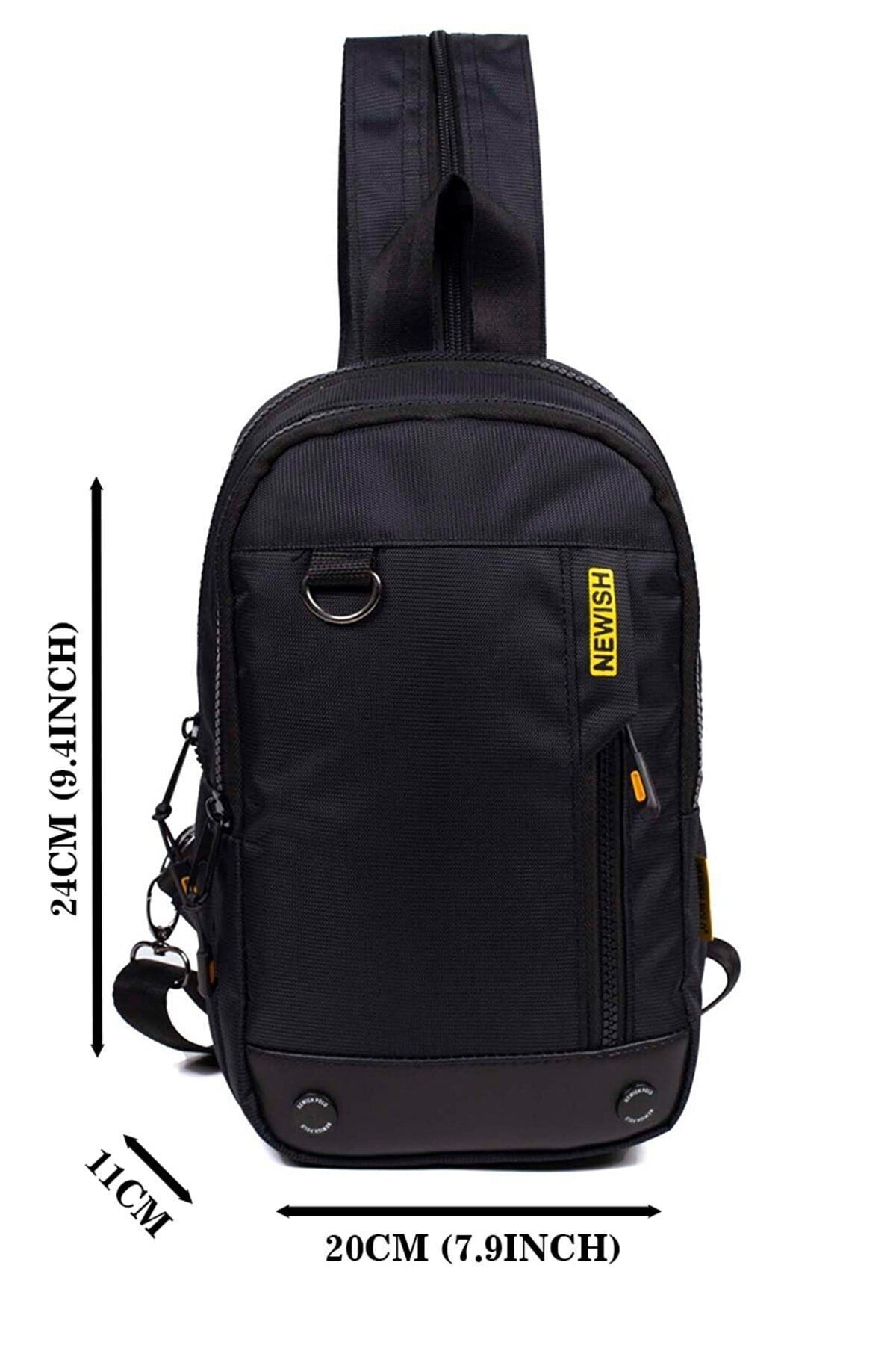 tuldar  Unisex Siyah Suya Dayanıklı Kumaş Çapraz Göğüs Ve Omuz Çantası - Görsel 3