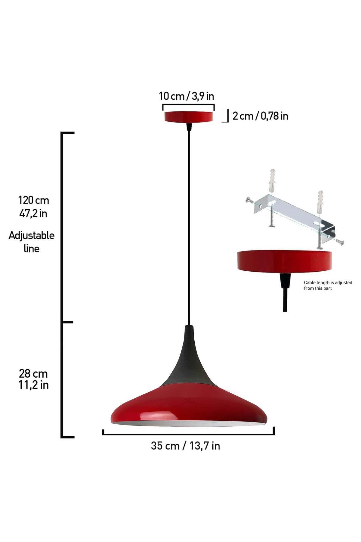 Bamyum-Paladin Pendelleuchte - 35 cm Metal Hängelampe, Rote Lampe 5