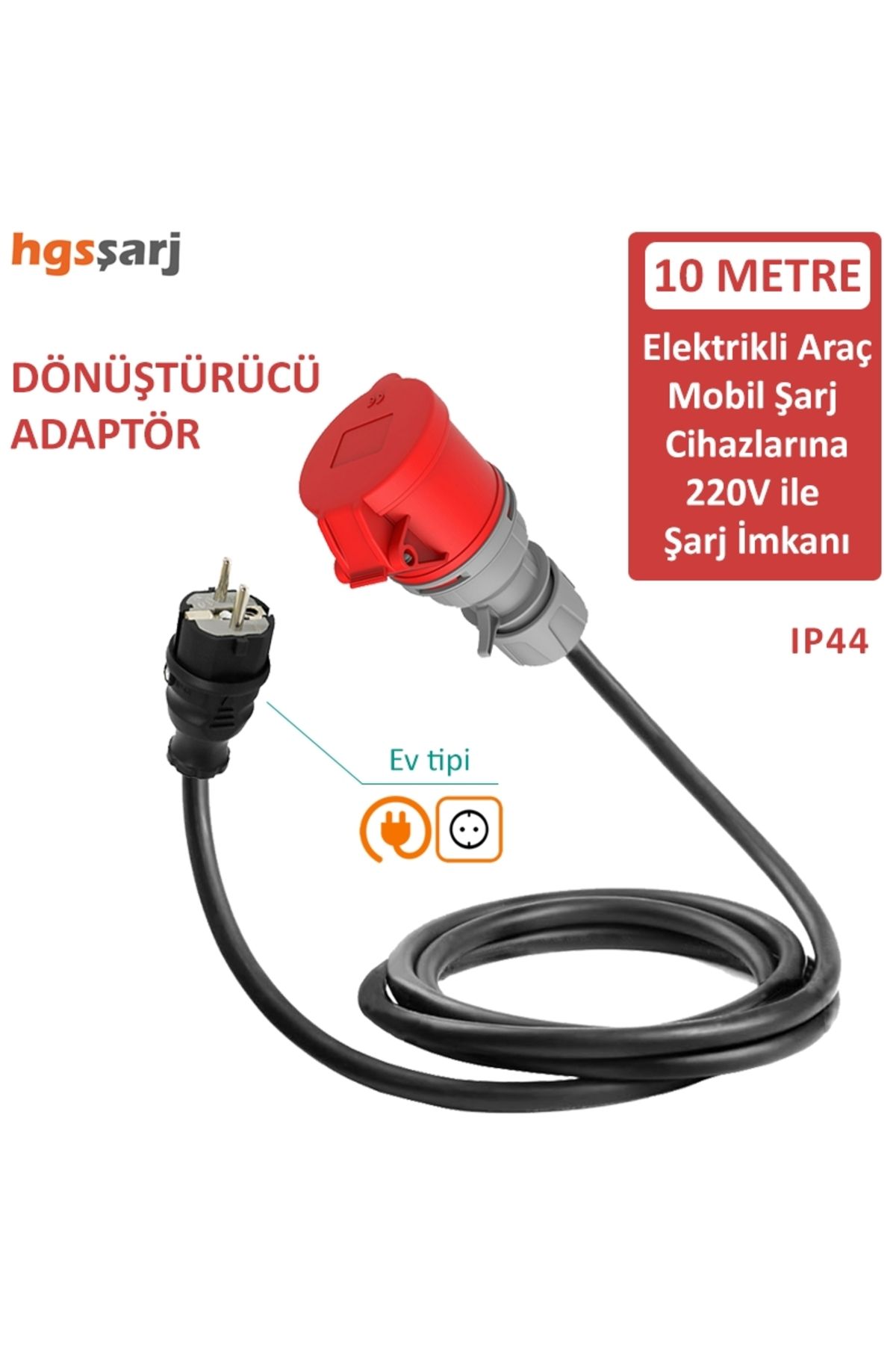 Bemis 10 Metre  Adaptör. 380V Güç Kaynaklı Elektrikli Araç Mobil Şarj Cihazını 220V dönüştürür uyumlu