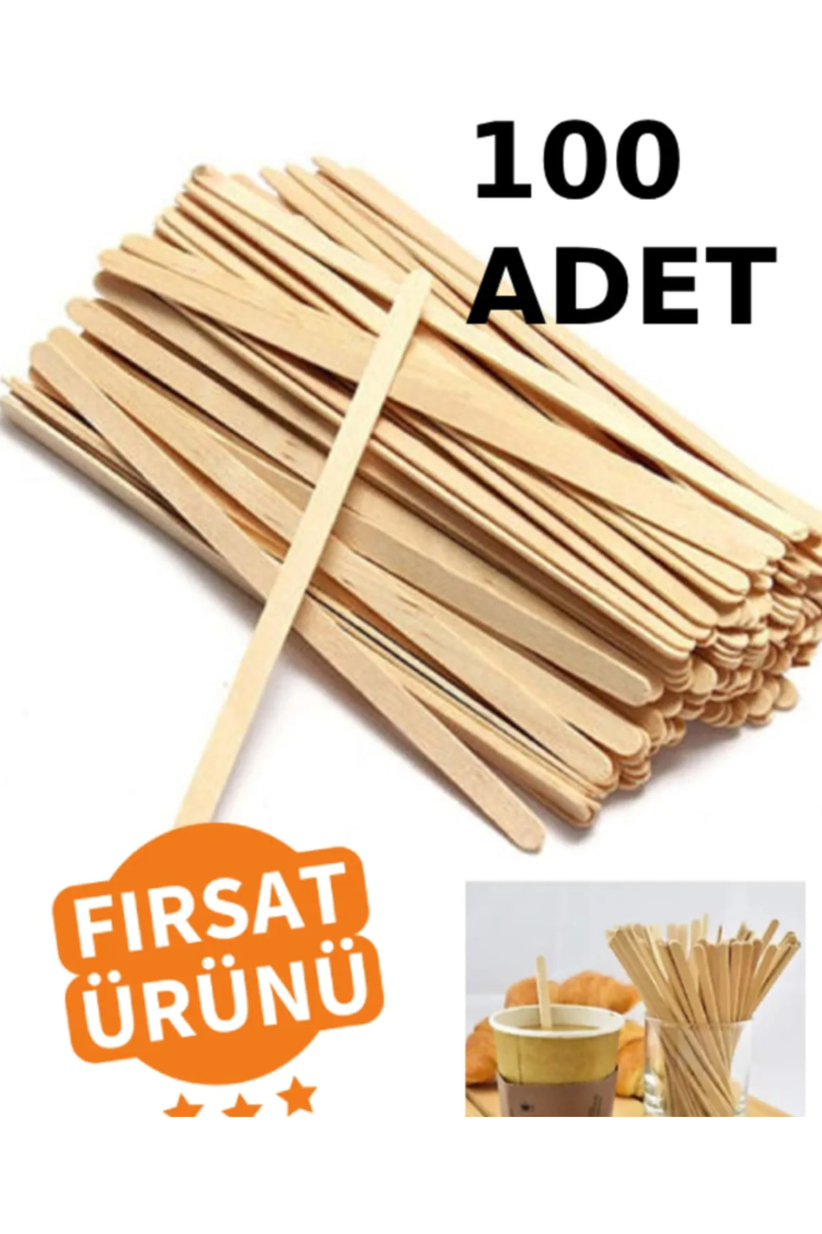 100PCS Wooden Mixer Board Tea Coffee Mixer Mixing Bar Wooden Mixer Dispose