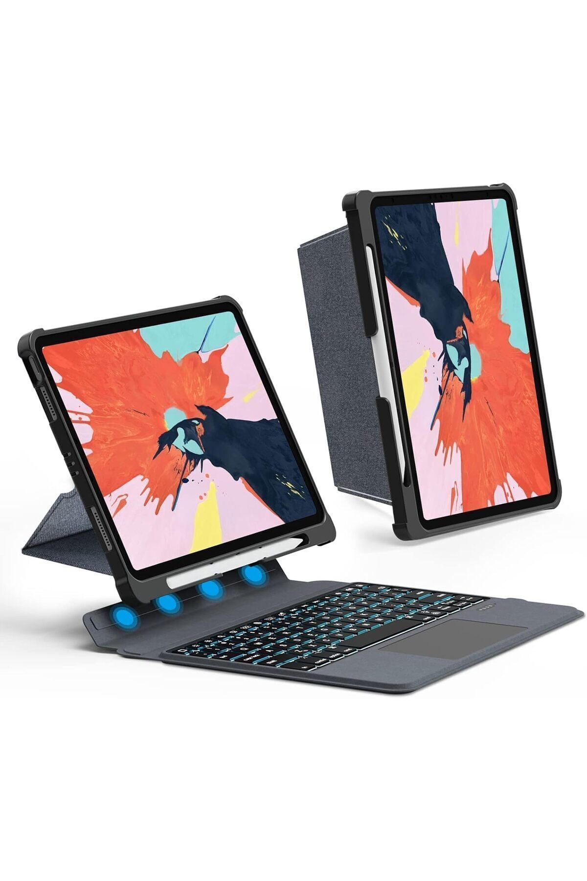 Fogy İpad Air 11 M2/m3 2024/2025 Uyumlu Bluetooth Klavyeli Mag Touchpad Standlı Kılıf