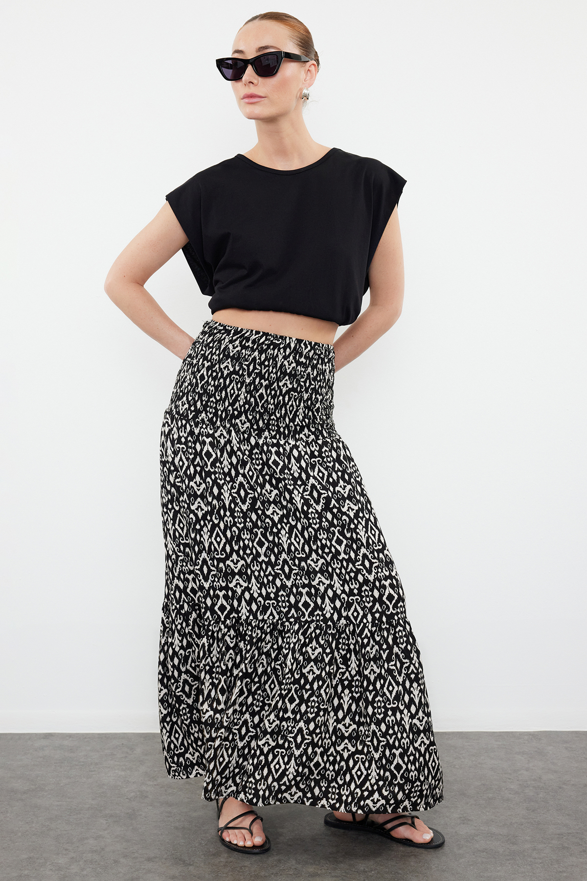 Trendyolmilla  Çok Renkli Desenli Dokuma Etek TWOSS24ET00236 - Görsel 2