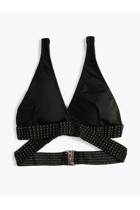 Koton Bralet Bikini Üstü Üçgen Çapraz Nakışlı Kaplı