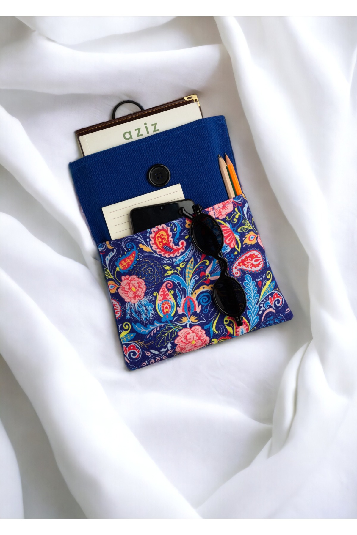 MABUDE Cepli Kitap Kılıfı Fabric Book Cover Kitap Koruma Organizer Kitap Ve Tablet Çantası MCK0021
