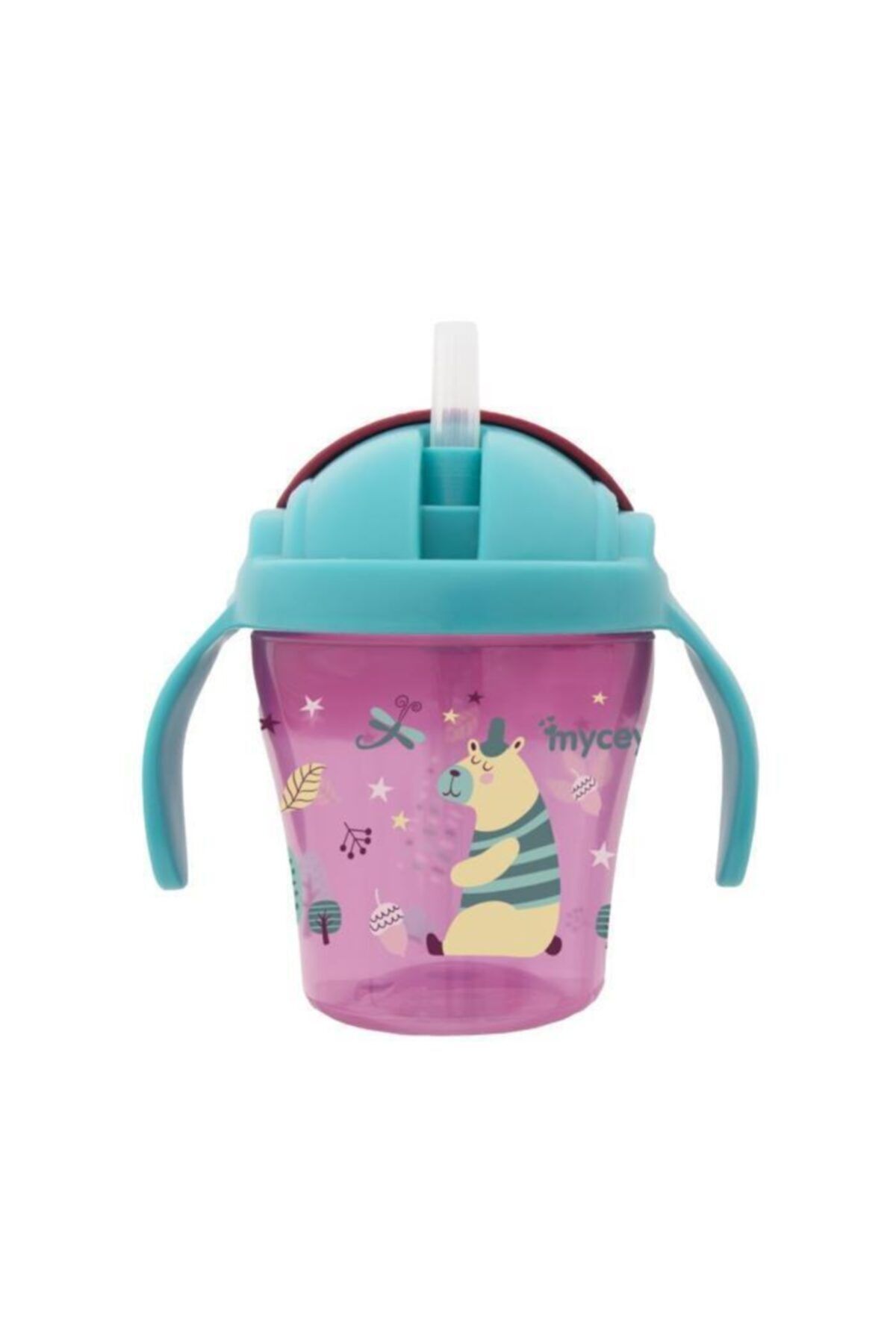 mycey 5210 Kulplu  Pipetli Bardak 200 ml 9 Ay+ Pembe fotoğrafı 2 (önizleme)