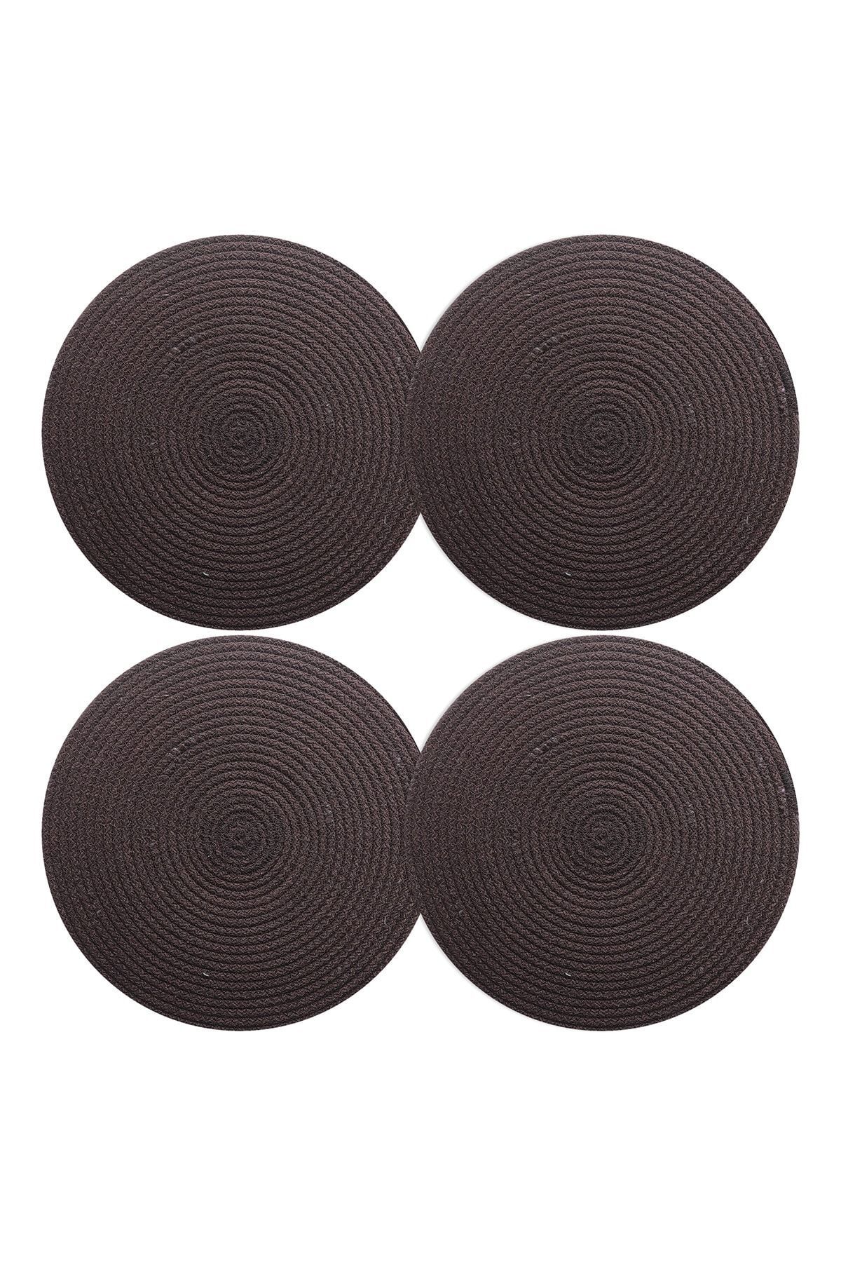 GARDENYA HOME-Volonte Bitter Coffee Jute American Service 2-Piece Knitted Straw Plates 3